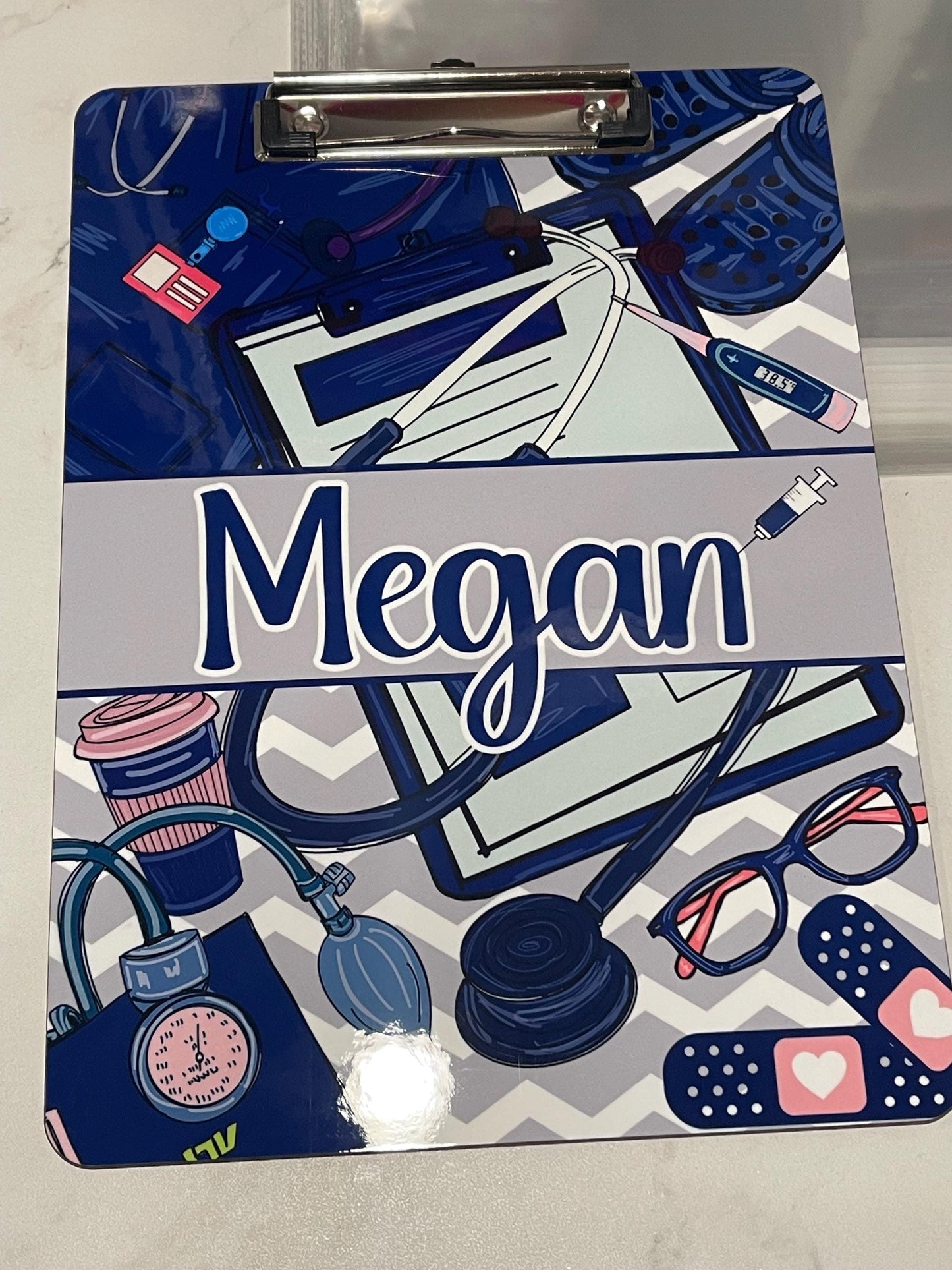 Blue Nurse Clipboard with name front and back - Nurse Gift - Nurse Graduate Gift - Blue Scrubs