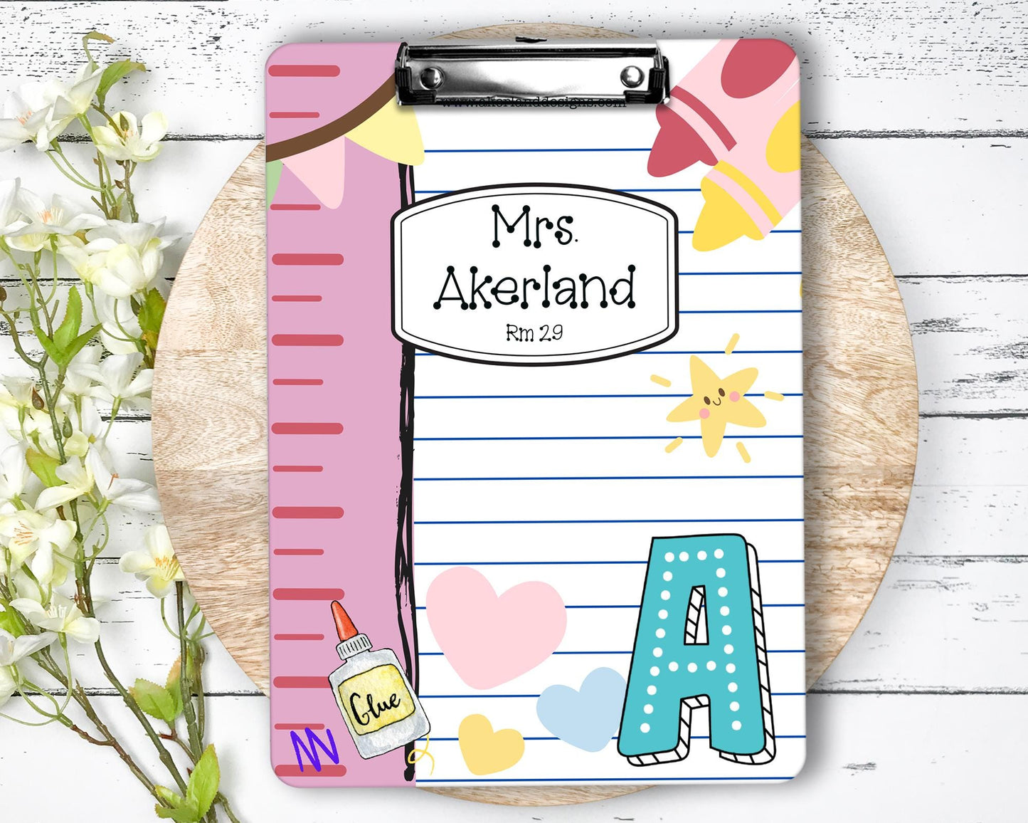 Teacher Clipboard with Personalized with a name! Design is printed on Front and Back - Gift for Teachers - Office Clipboard - Double Sided