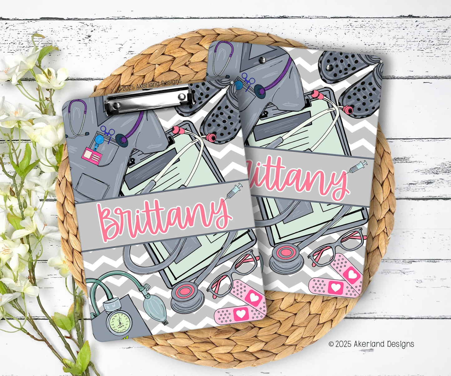 Nurse Clipboard with name front and back - Nurse Gift - Nurse Graduate Gift - Scrub Color Blue, Green, Pink, Purple, Gray, Black 9x12.5 in