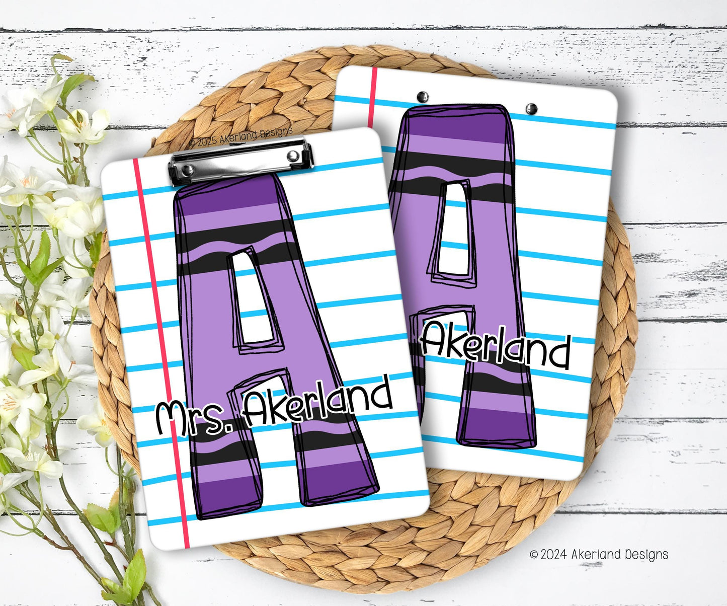 Orange Crayon Teacher Clipboard with design printed on FRONT AND BACK 9x12.5 inch, Teacher Appreciation Gift