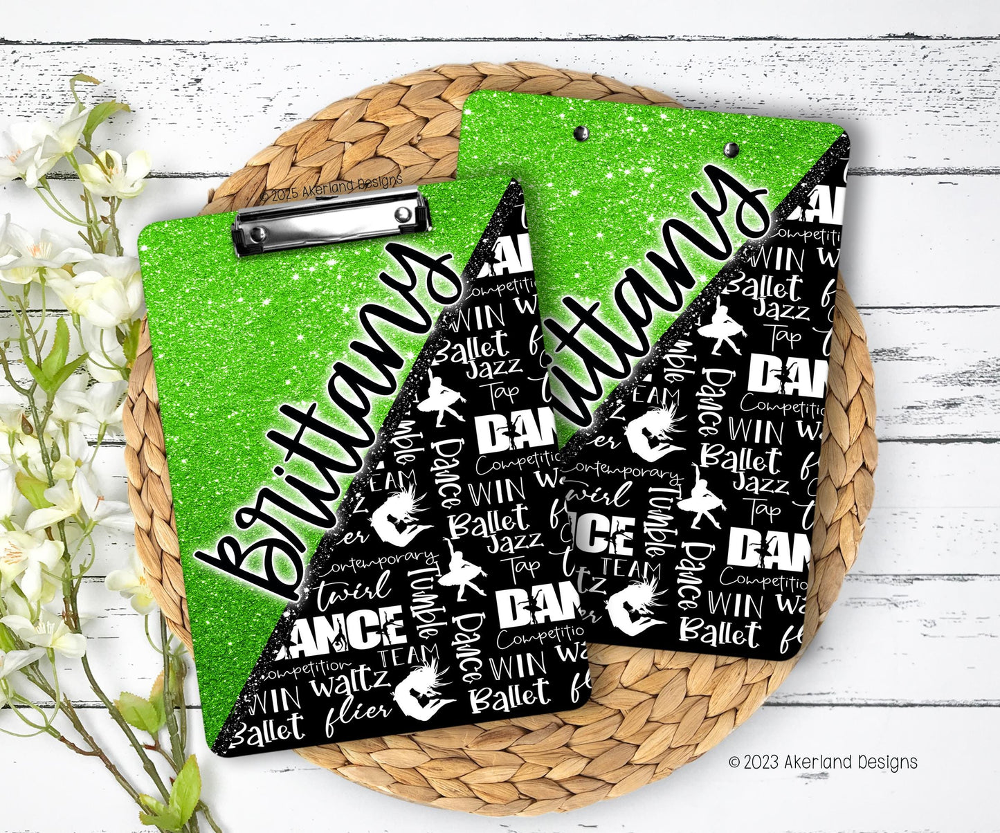 Green Dance Clipboard with Personalization Front and Back - Gift for Dance Teacher - Double Sided 9x12.5 inches