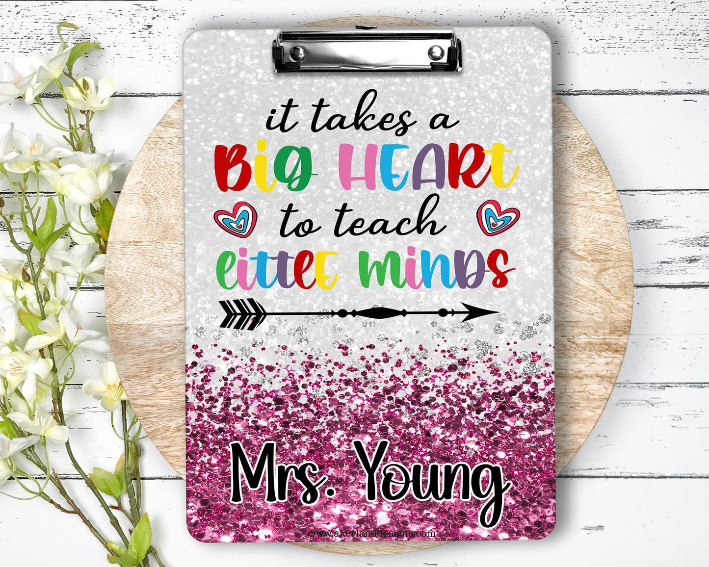 Pink Teacher Clipboard with Personalization Front and Back Gift for Teachers - Double Sided