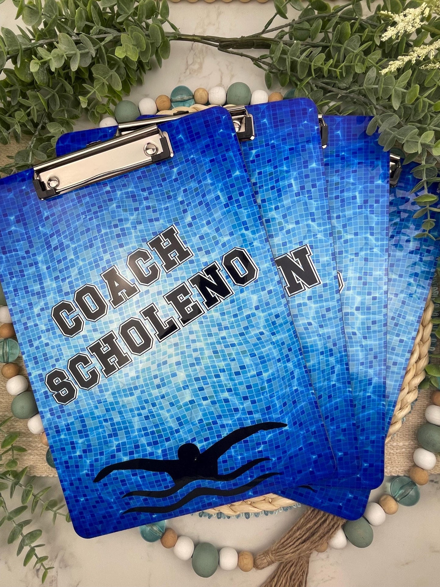 Swim Coach Clipboard with Personalization Front and Back - Gift for Swim Coach - Double Sided 9x12.5 inches