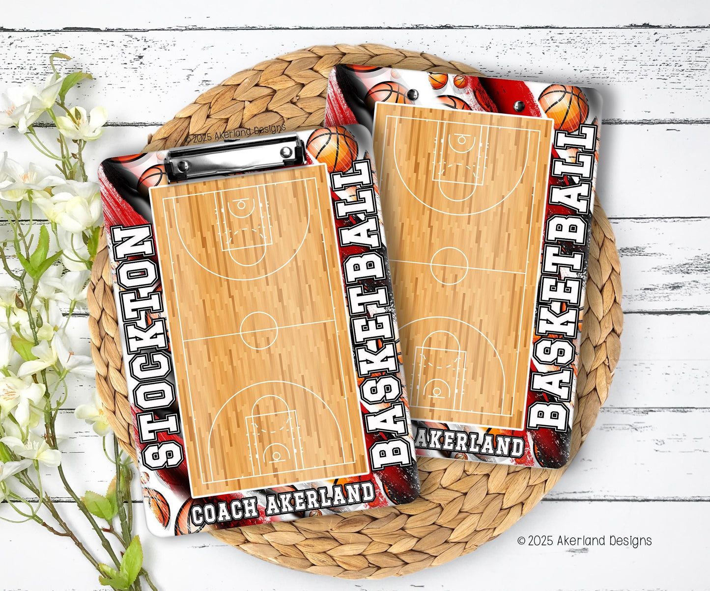 Red Basketball Coach Clipboard - Personalize with a name - Coach Appreciation Gift Dry Erase Surface - Double Sided