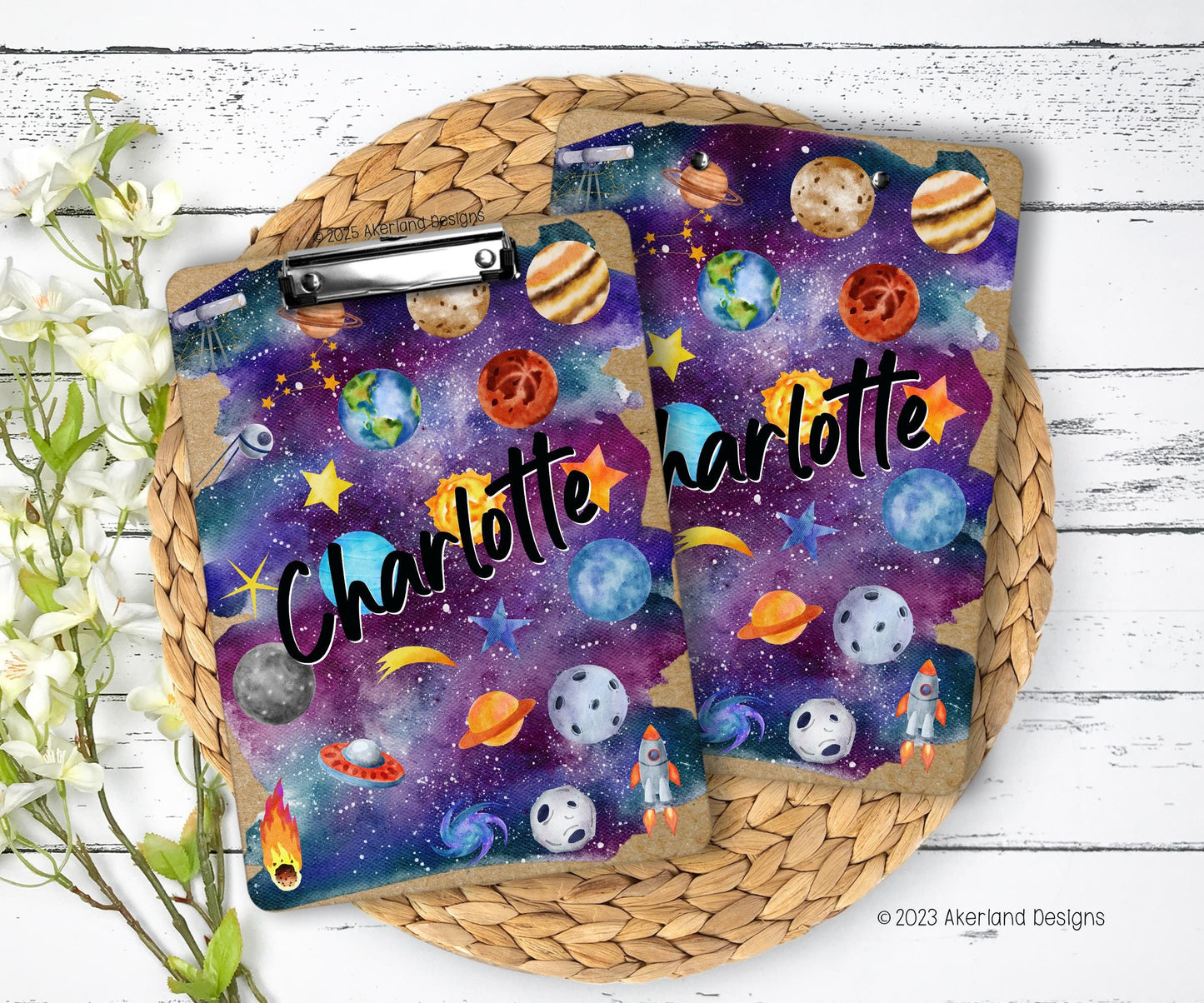 Space Theme Clipboard with Personalization on both sides FRONT AND BACK Teacher Appreciation Gift - Back to school gift 9x12.5 inches