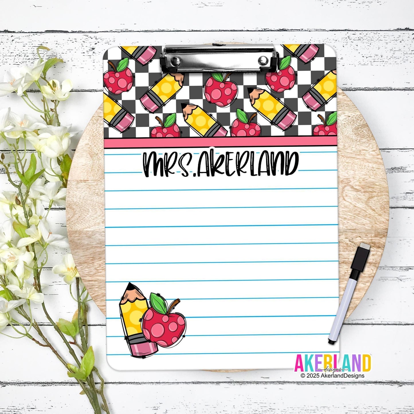 Teacher Double Sided Dry Erase Clipboard, Teacher Appreciation Gift, Mini 6x9in or 9x12.5in, Teacher Clipboard, Student Clipboard