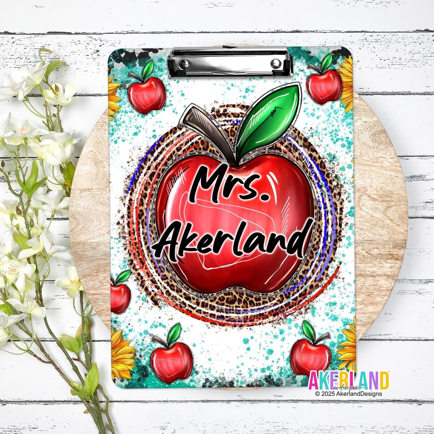 Teacher Clipboard Red Apple Teacher Appreciation Gift Personalized with a name, Back to School Gift - Double Sided