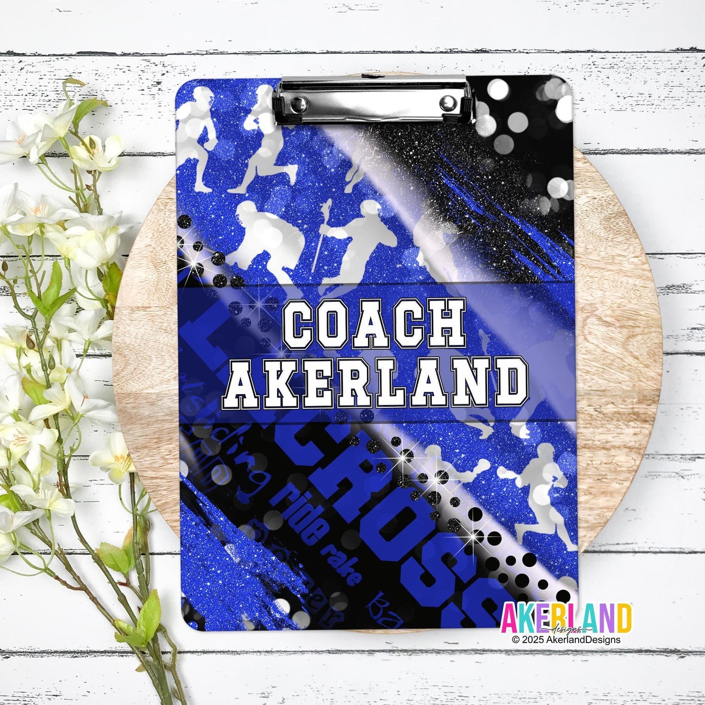 Blue Lacrosse Clipboard - Coach Appreciation Gift