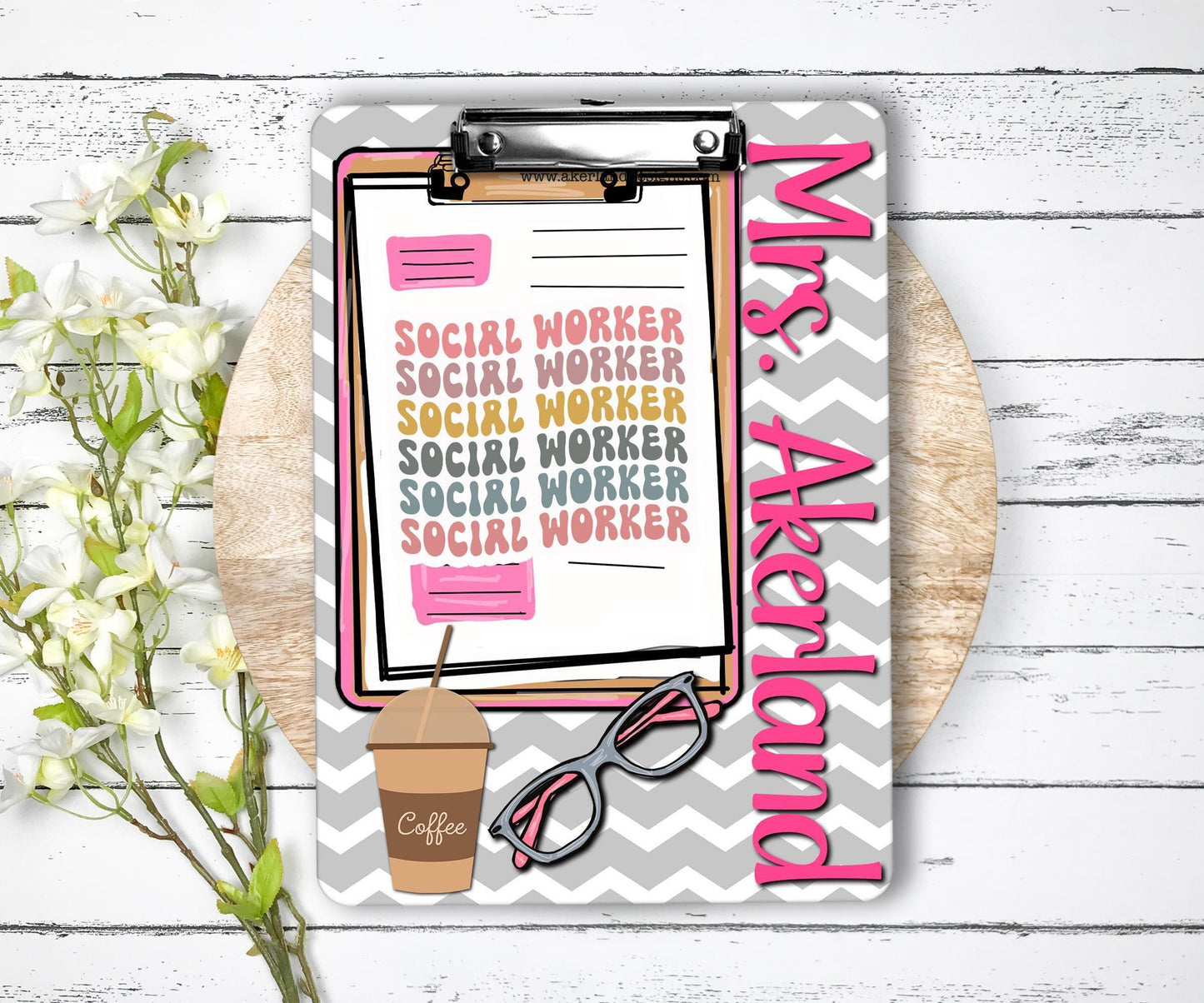 Social Worker Clipboard Personalized with name on front and back - Double Sided