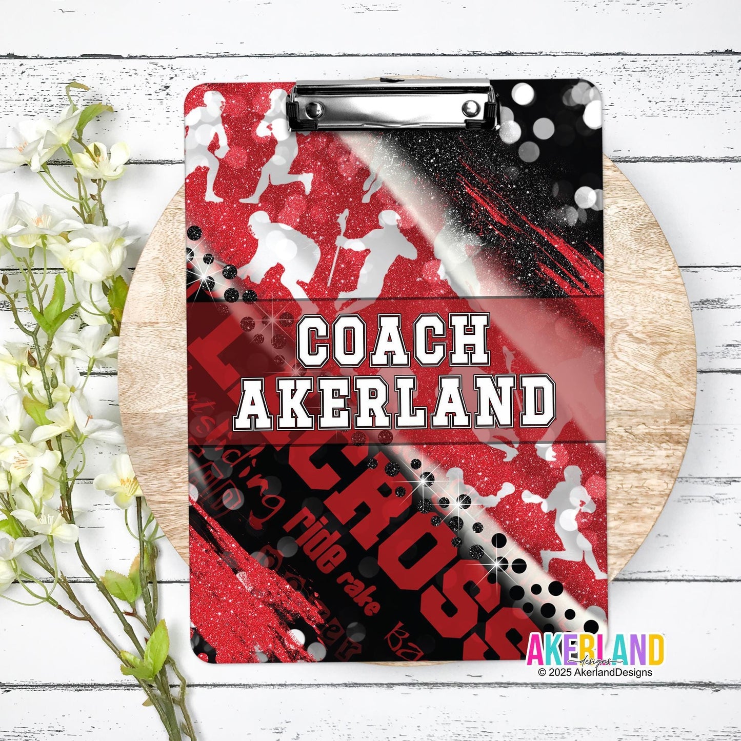 Red Lacrosse Clipboard with Personalization Front and Back / Great Gift for Coach - Double Sided