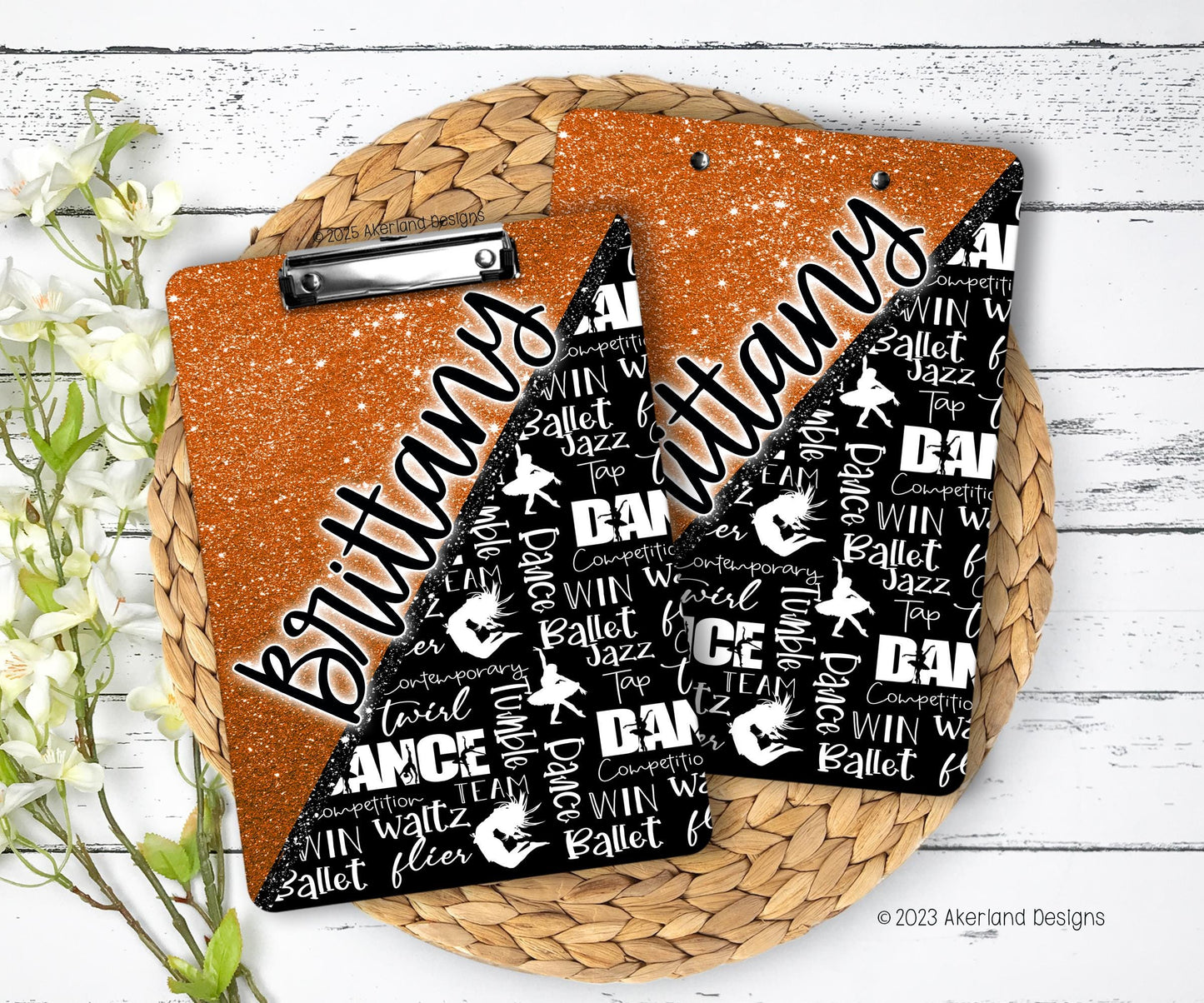 Orange Dance Clipboard with Personalization Front and Back - Gift for Dance Teacher - Double Sided 9x12.5 inch