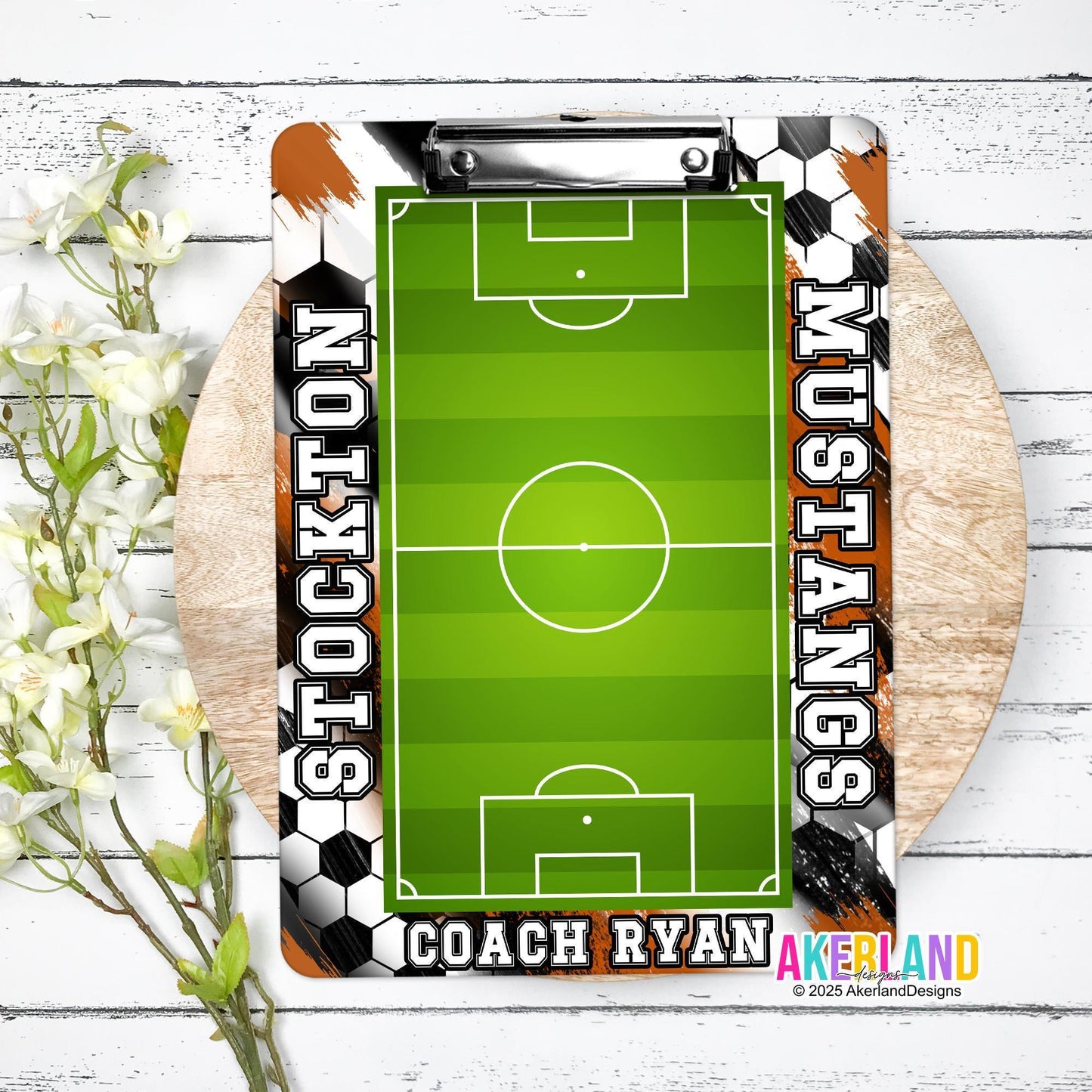 Orange Soccer Coach Clipboard with Personalization Front and Back - Gift for Soccer Coach - Dry Erase Surface - Double Sided