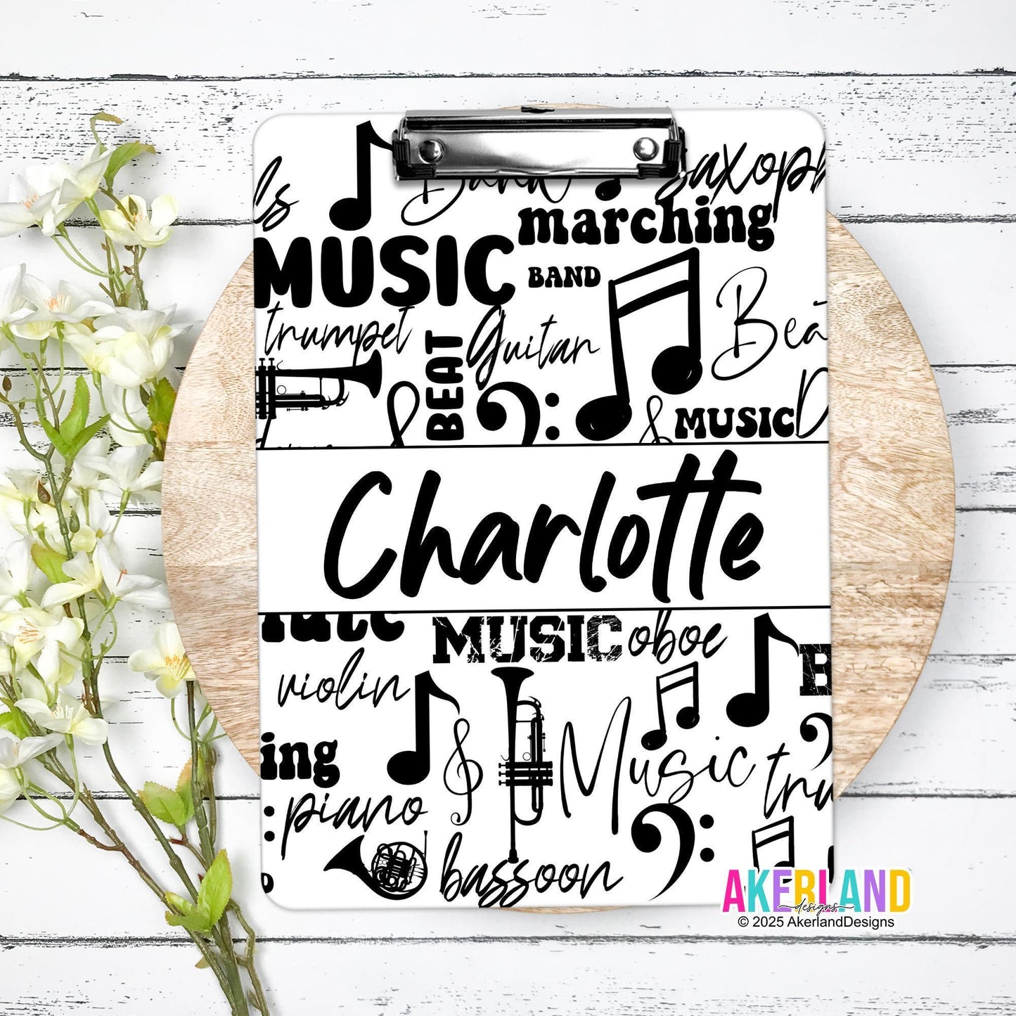 Personalized Music Themed Clipboard with Personalization on both sides FRONT AND BACK Teacher Appreciation Gift - Back to school gift