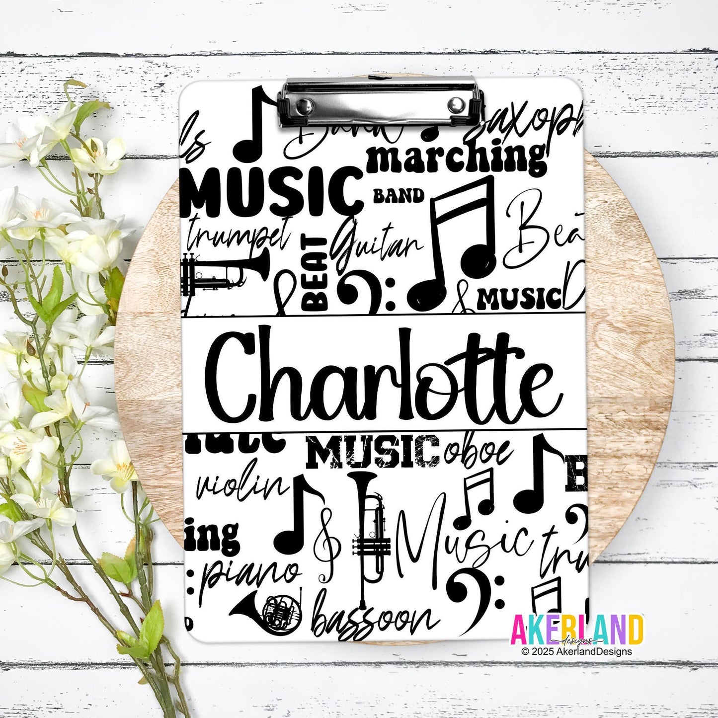 Personalized Music Themed Clipboard with Personalization on both sides FRONT AND BACK Teacher Appreciation Gift - Back to school gift