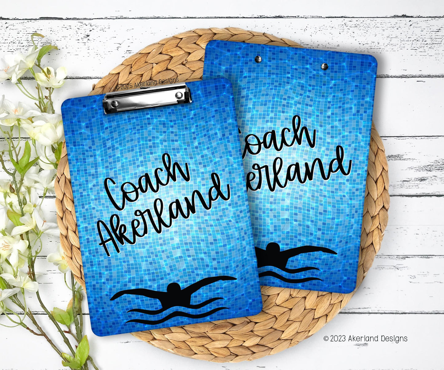 Swim Coach Clipboard with Personalization Front and Back - Gift for Swim Coach - Double Sided 9x12.5 inches