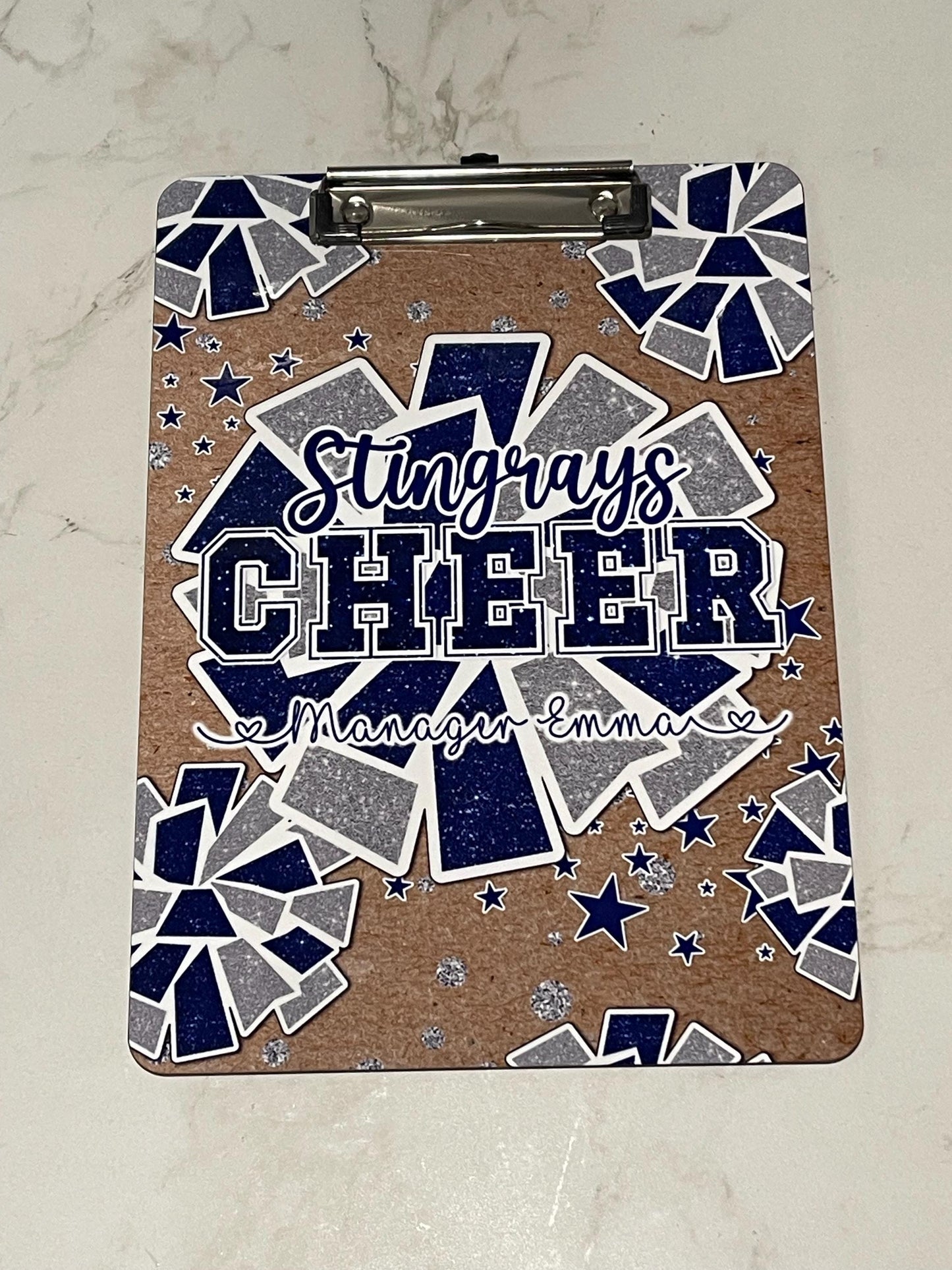 Blue Cheer Clipboard Personalize it with a name AND school mascot, design is the same on both sides. Coach Appreciation Gift