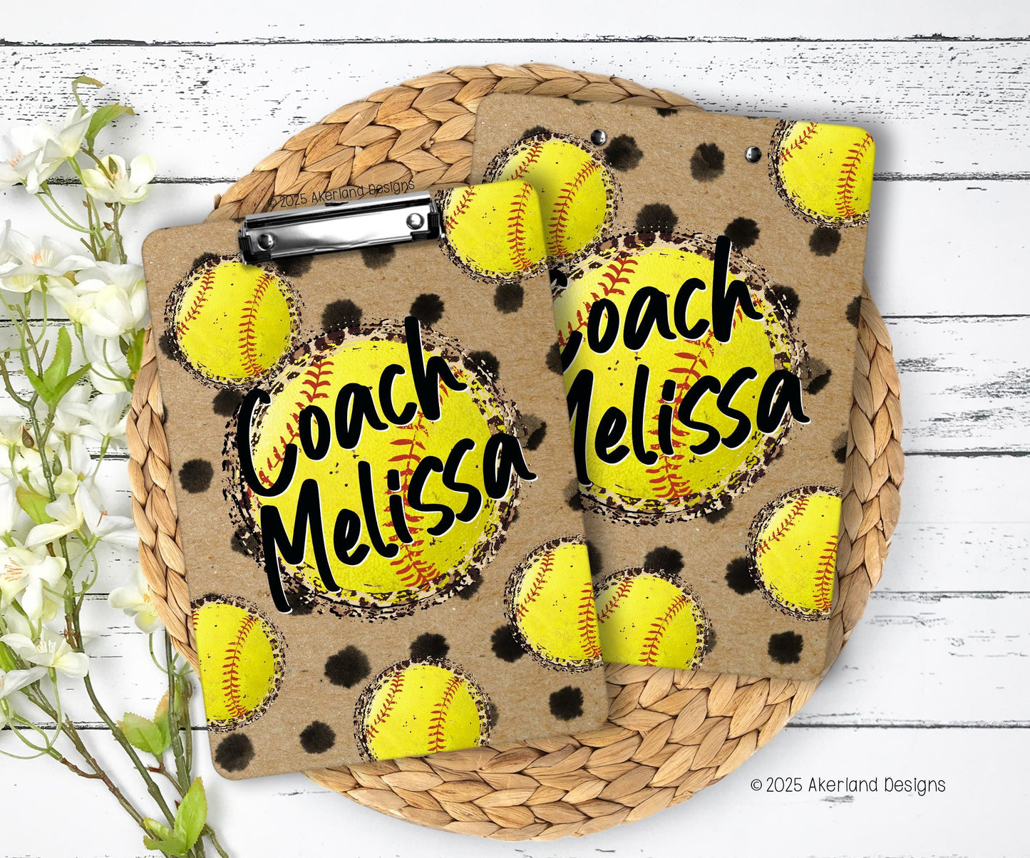 Softball Coach Clipboard with Personalization on both sides Coach Appreciation Gift - Back to school gift Leopard Softball 9x12.5 Inches