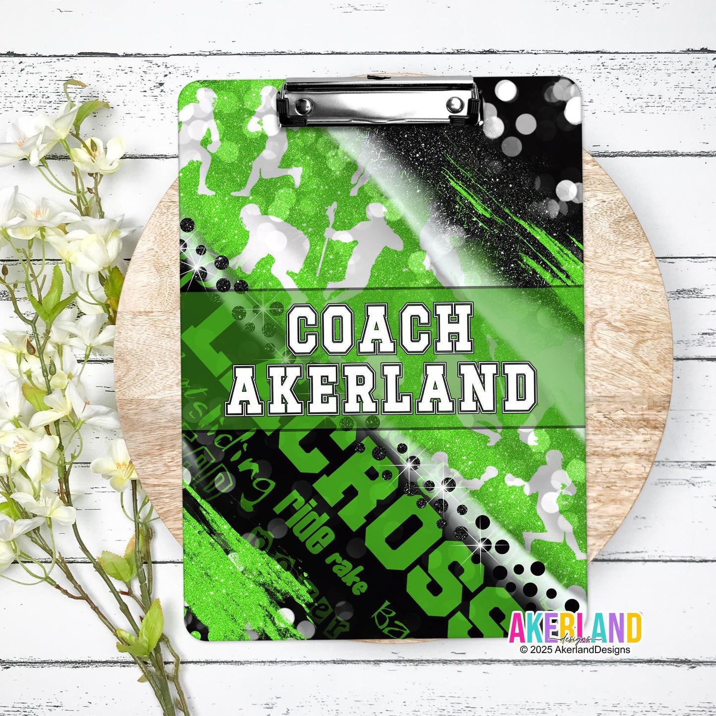 Green Lacrosse Clipboard with Personalization Front and Back / Great Gift for Coach - Double Sided
