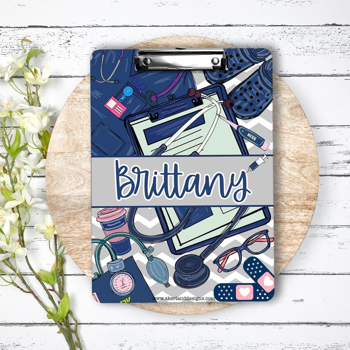 Blue Nurse Clipboard with name front and back - Nurse Gift - Nurse Graduate Gift - Blue Scrubs