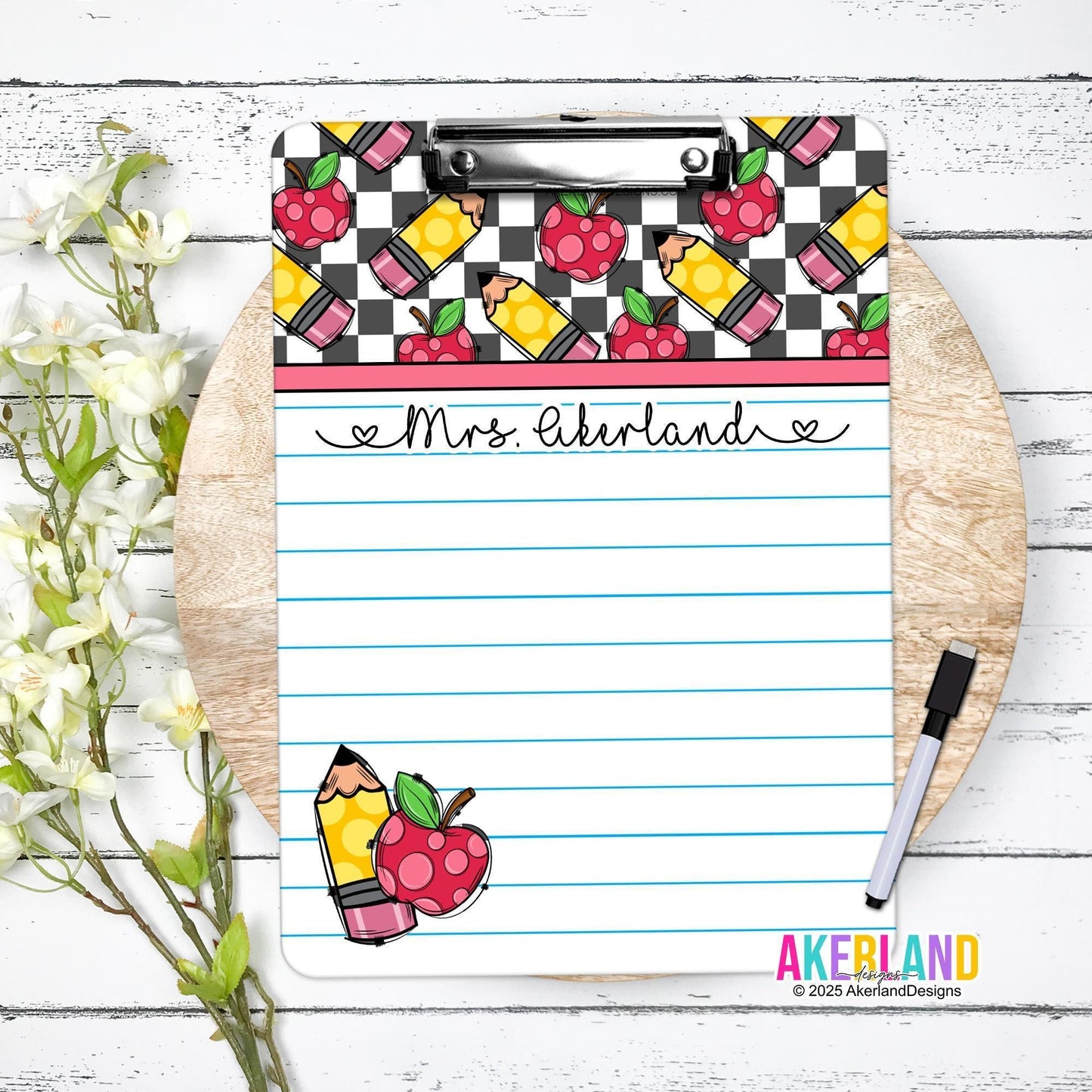 Teacher Double Sided Dry Erase Clipboard, Teacher Appreciation Gift, Mini 6x9in or 9x12.5in, Teacher Clipboard, Student Clipboard