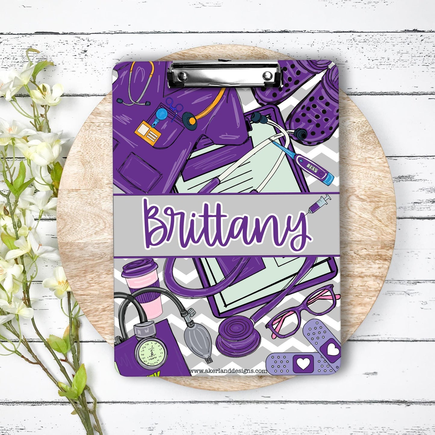 Purple Nurse Clipboard with name front and back - Nurse Gift - Nurse Graduate Gift - Purple Scrubs
