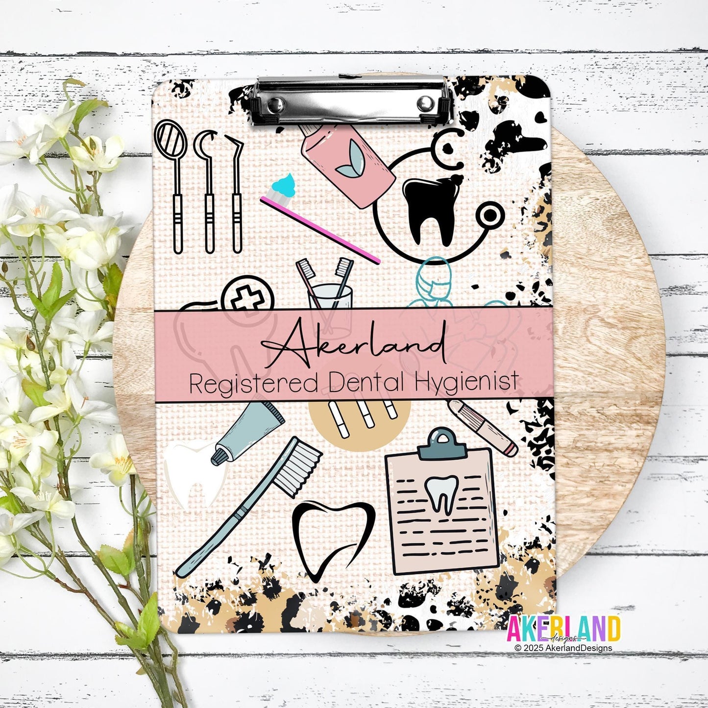 Dental Office Clipboard with Personalization - Design is on both sides - Office Manager, Dentist, RDH, Lab Tech, Receptionist, and more