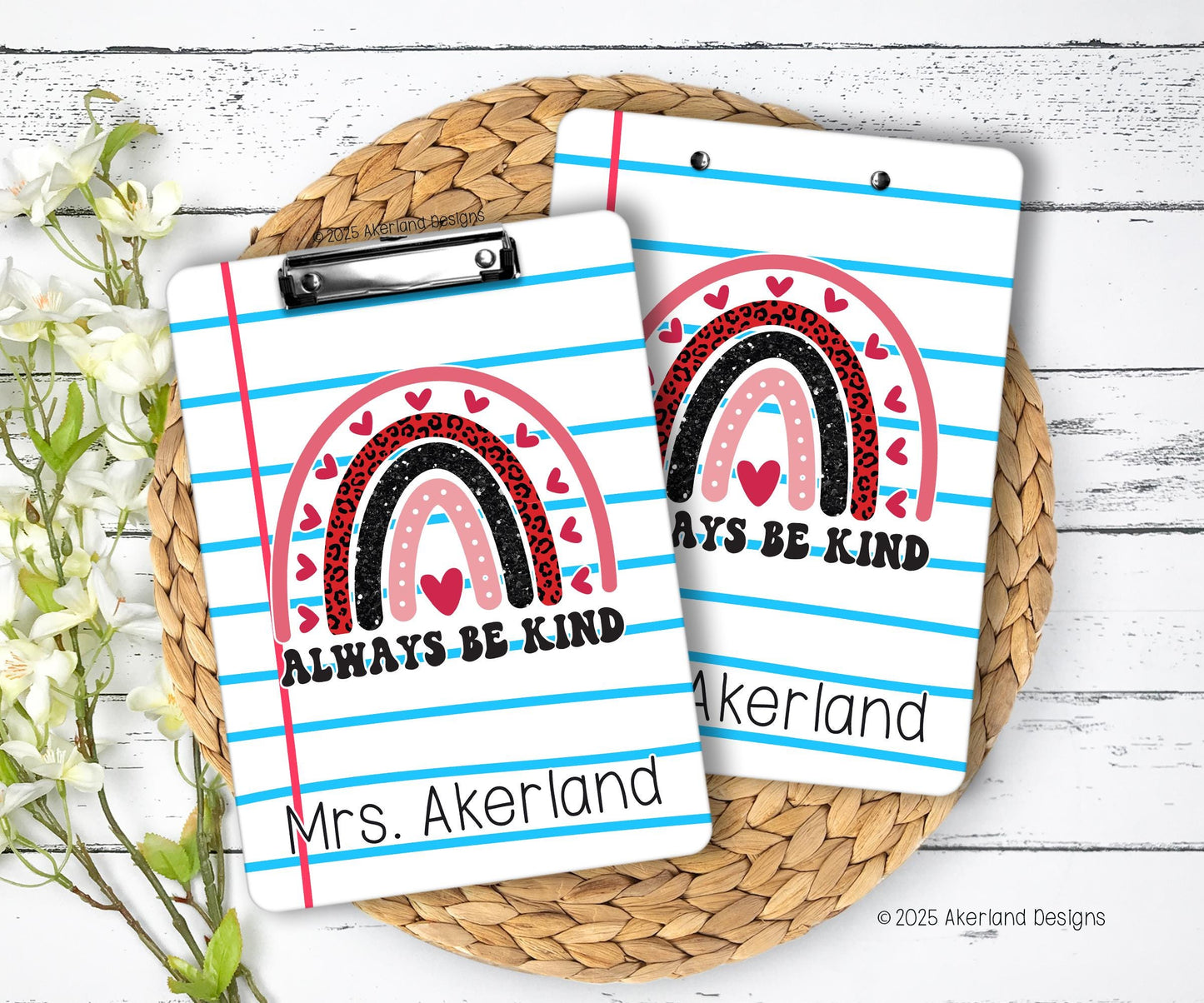 Teacher Rainbow Clipboard with Personalization Front and Back Double Sided 9x12.5 inch