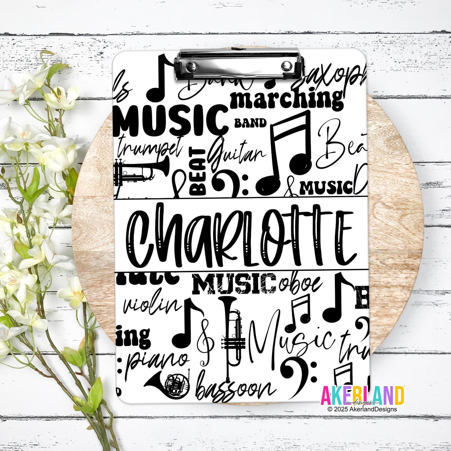 Personalized Music Themed Clipboard with Personalization on both sides FRONT AND BACK Teacher Appreciation Gift - Back to school gift