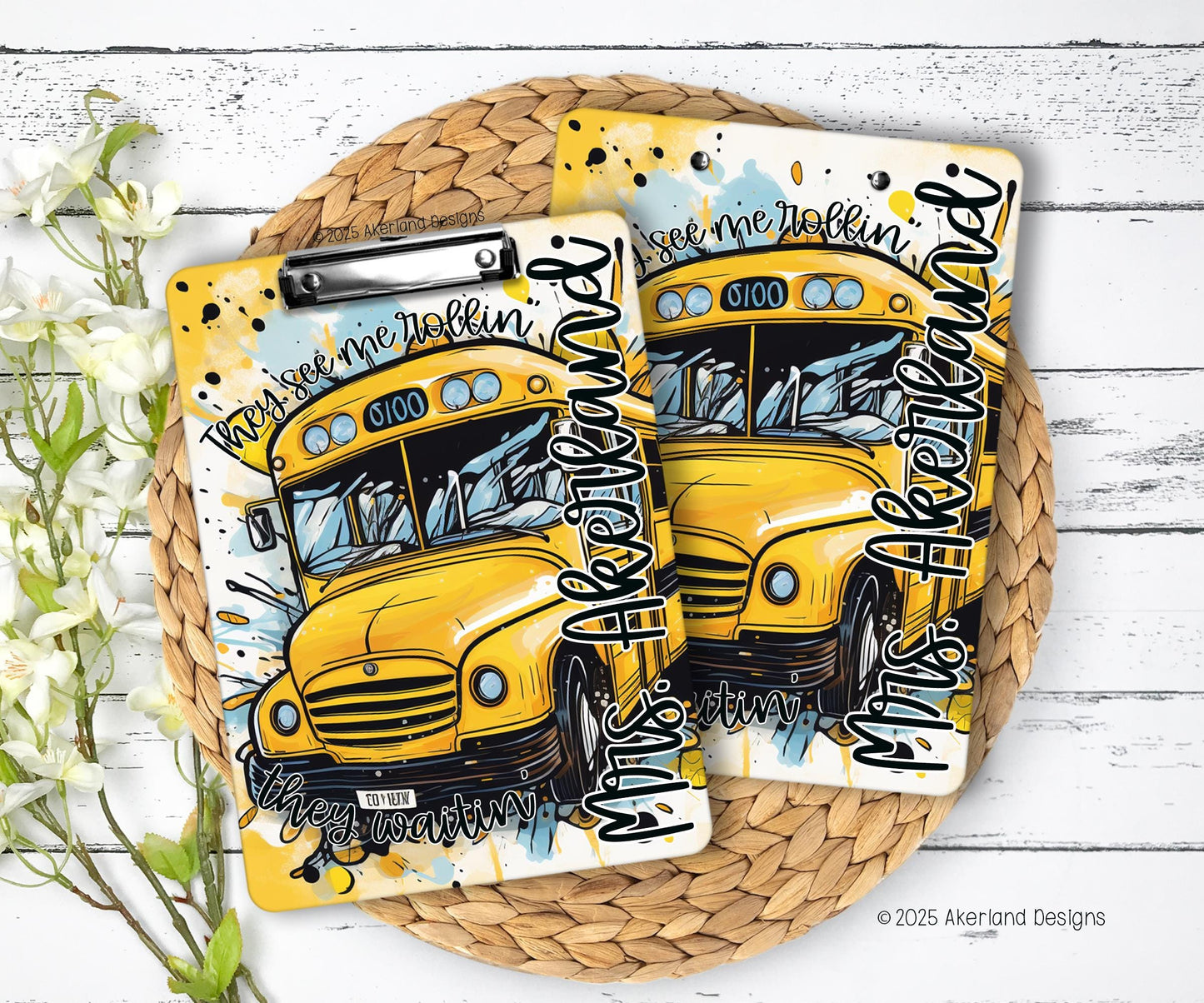 Bus Driver Clipboard with Personalization Front and Back - Gift for Bus Driver - Double Sided or 20oz Tumbler