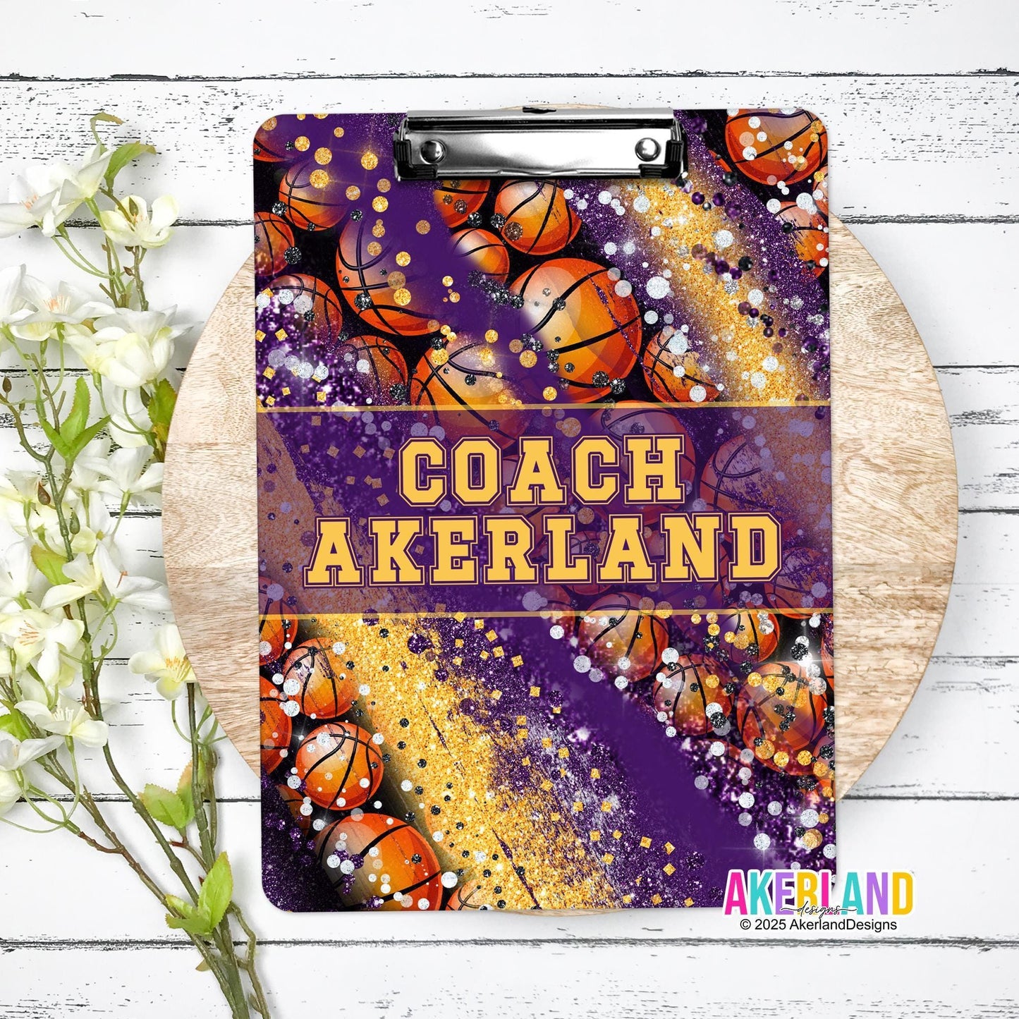 Purple Basketball Coach Clipboard - Personalize with a name - Coach Appreciation Gift Double Sided