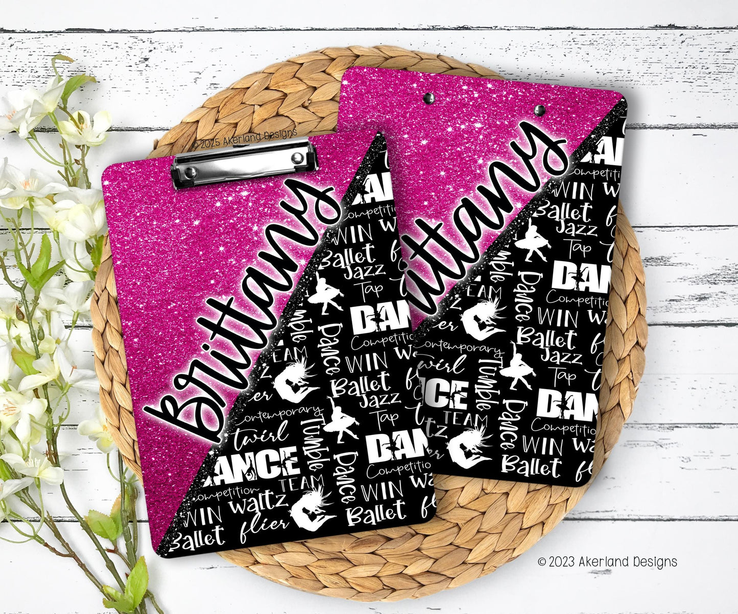 Pink Dance Clipboard with Personalization Front and Back - Gift for Dance Teacher - Double Sided 9x12.5 inches