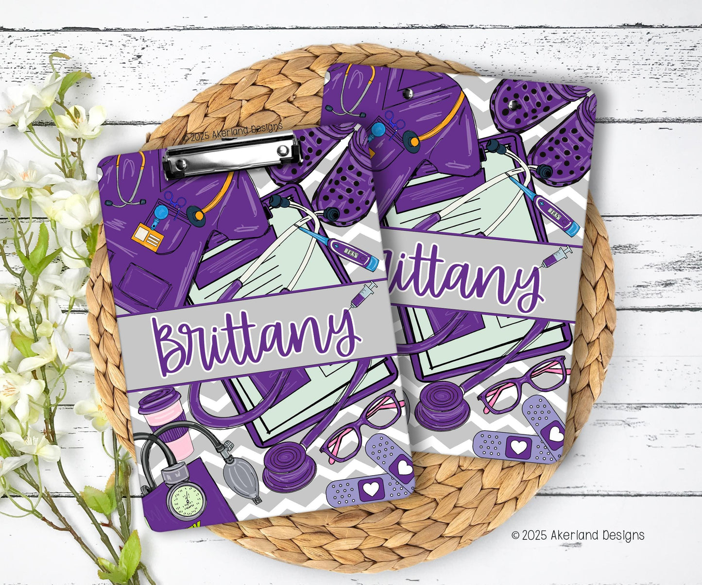 Nurse Clipboard with name front and back - Nurse Gift - Nurse Graduate Gift - Scrub Color Blue, Green, Pink, Purple, Gray, Black 9x12.5 in