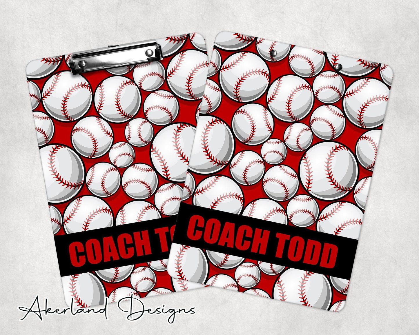 Red Baseball Coach Clipboard with Personalization Front and Back / 9x12.5 or 6x9 - Double Sided