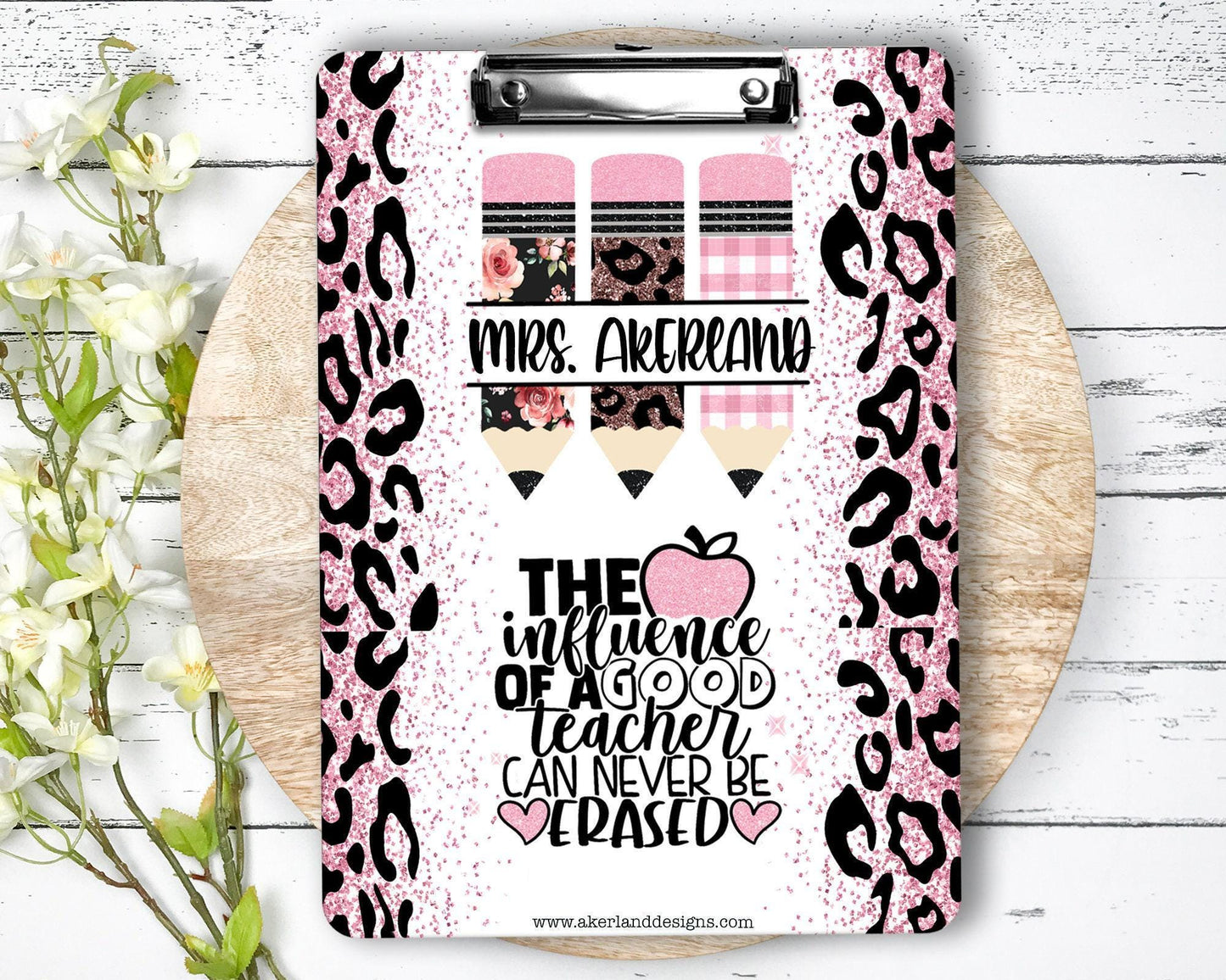 Leopard Teacher Clipboard with Personalization Front and Back Gift for Teacher Teacher Appreciation - Double Sided
