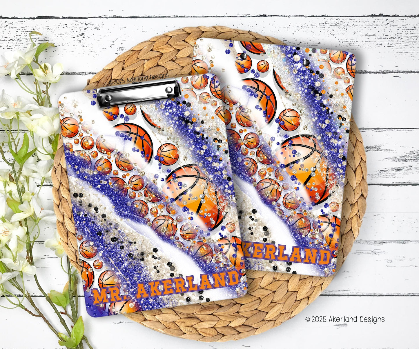 Basketball Coach Clipboard with Personalization Front and Back Gift for Basketball Coach - Double Sided 9x12.5