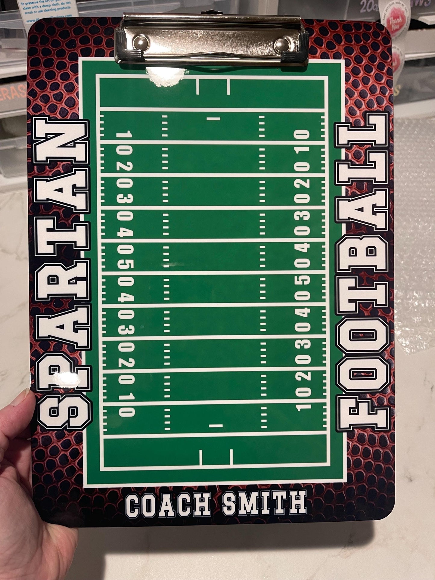 Football Coach Clipboard with Personalization Front and Back Great Gift for Coach - Double Sided