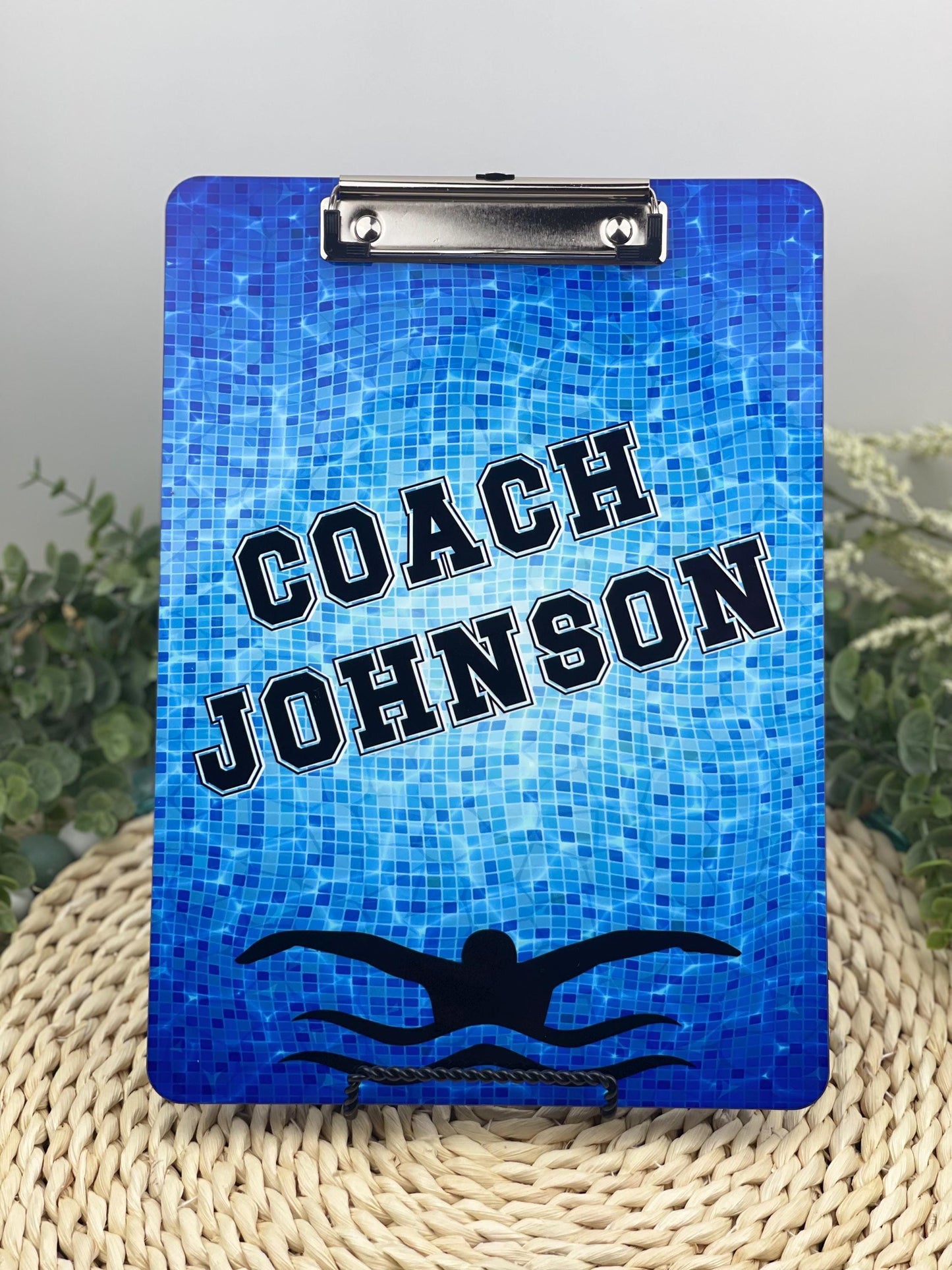 Swim Coach Clipboard with Personalization Front and Back - Gift for Swim Coach - Double Sided 9x12.5 inches
