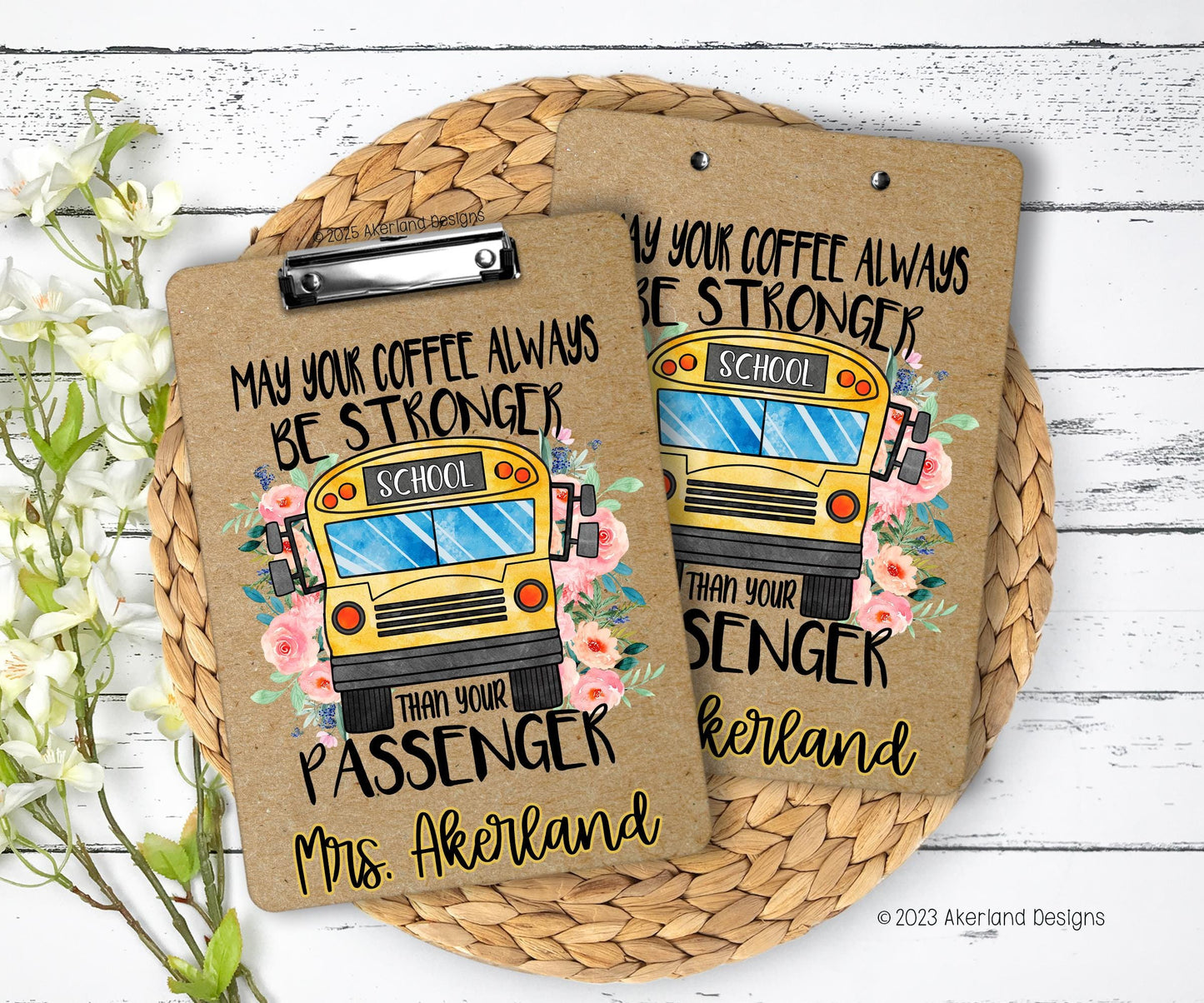 Bus Driver Clipboard with Personalization Front and Back - Gift for Bus Driver - Double Sided 9x12.5 inches