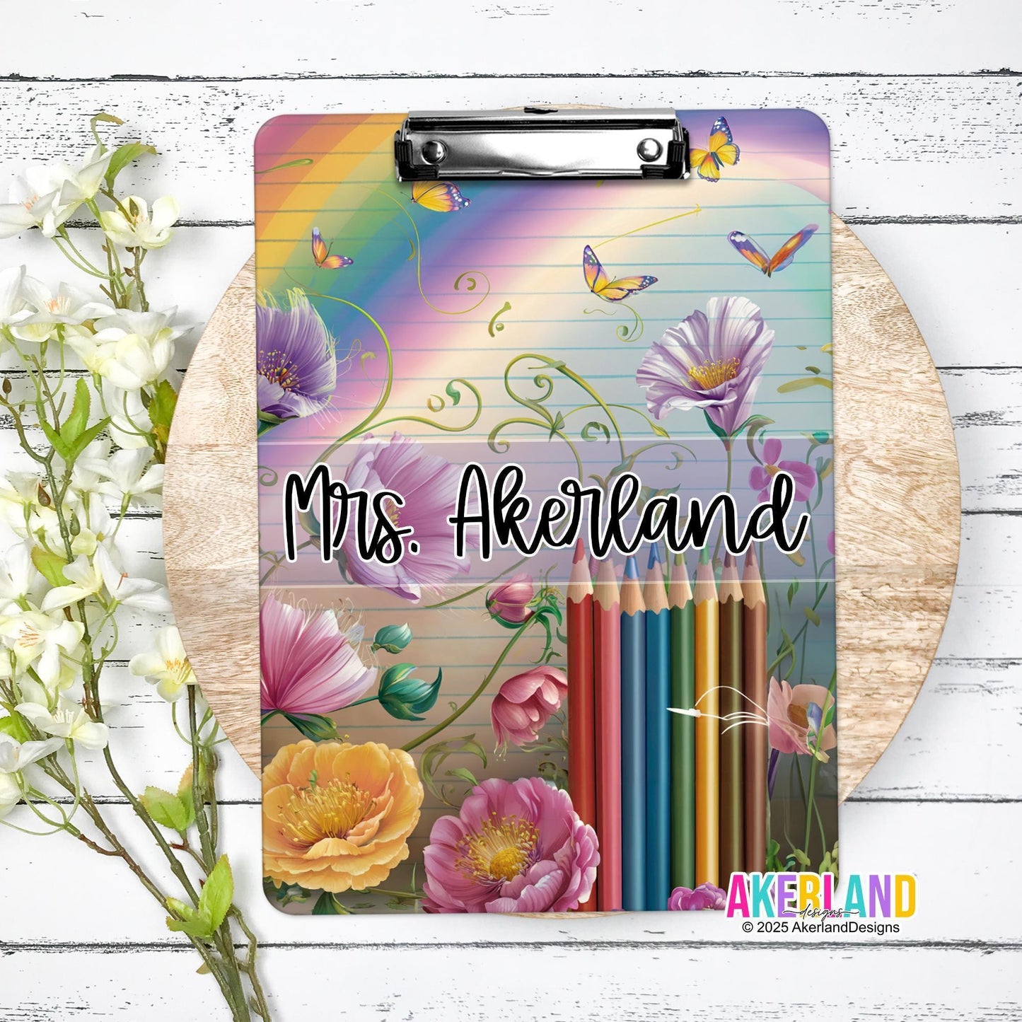 Teacher Clipboard with Personalization on both sides FRONT AND BACK Teacher Appreciation Gift - Back to school gift Sunflowers and Rainbow