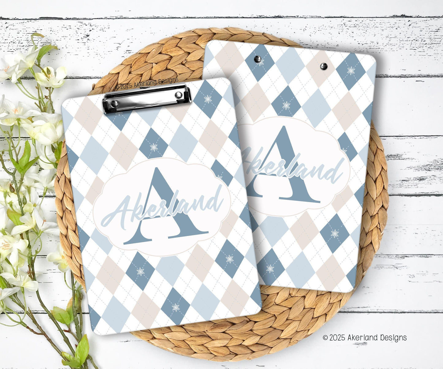 Monogram Clipboard with Personalization Front and Back - Color Choices Options - Double Sided 9x12.5 inches