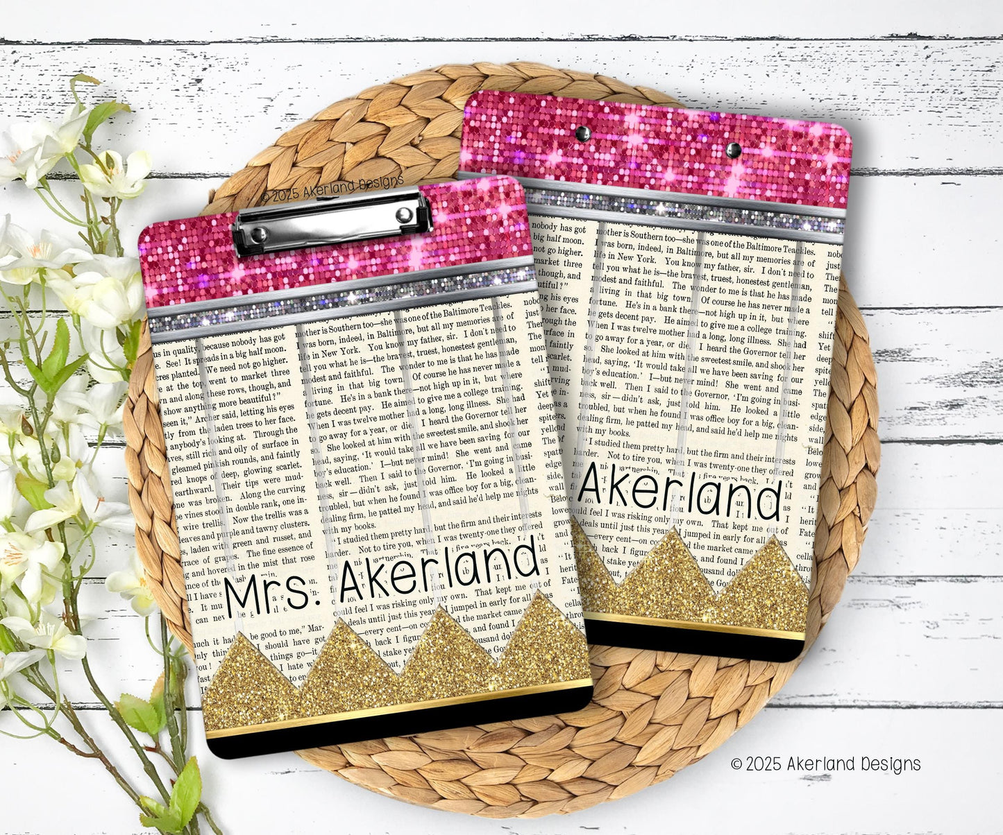Teacher Clipboard Personalized with a name, Teacher Appreciation Gift, Pencil Themed Double Sided 9x12.5 inch