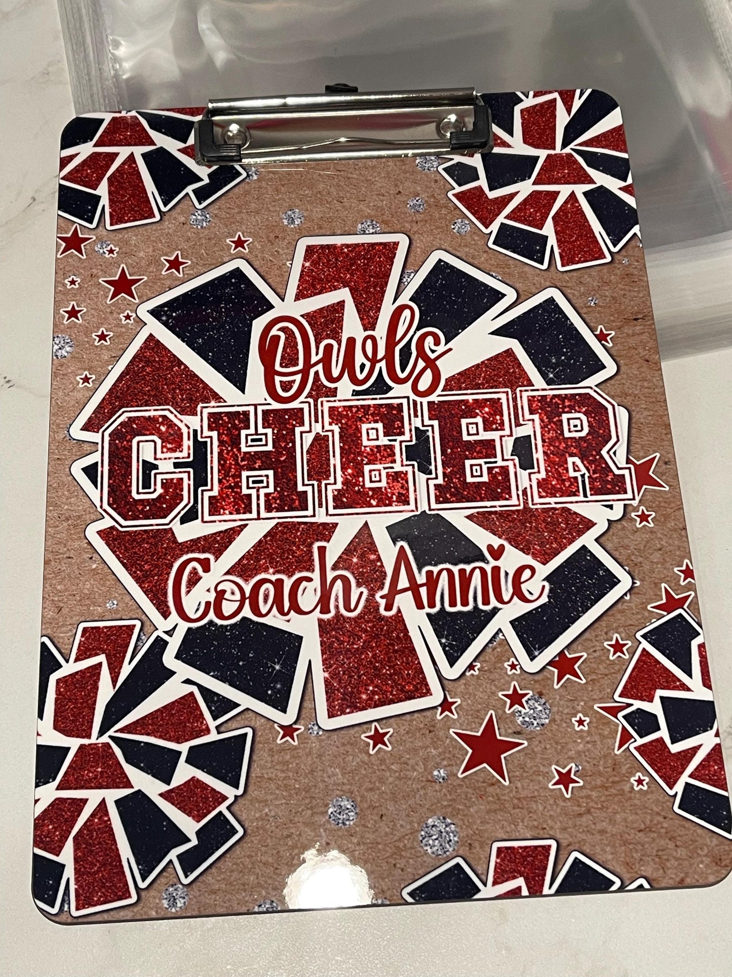 Red Cheer Clipboard Personalize it with a name AND school mascot, design is the same on both sides. Coach Appreciation Gift