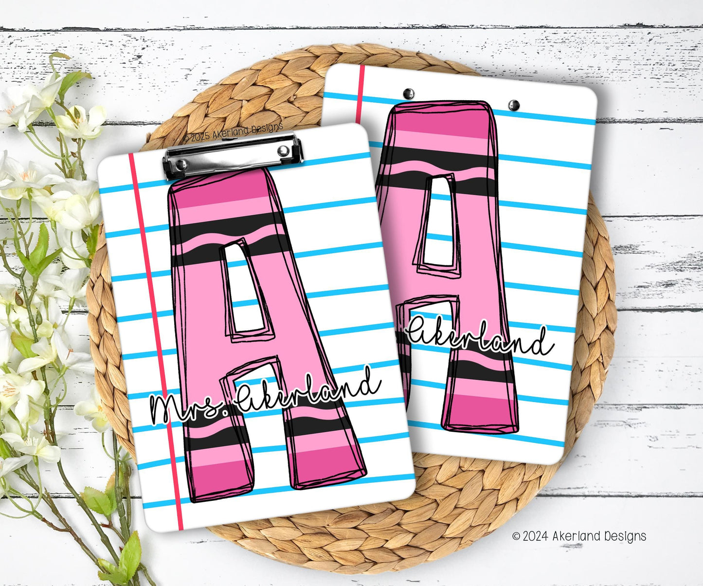Orange Crayon Teacher Clipboard with design printed on FRONT AND BACK 9x12.5 inch, Teacher Appreciation Gift