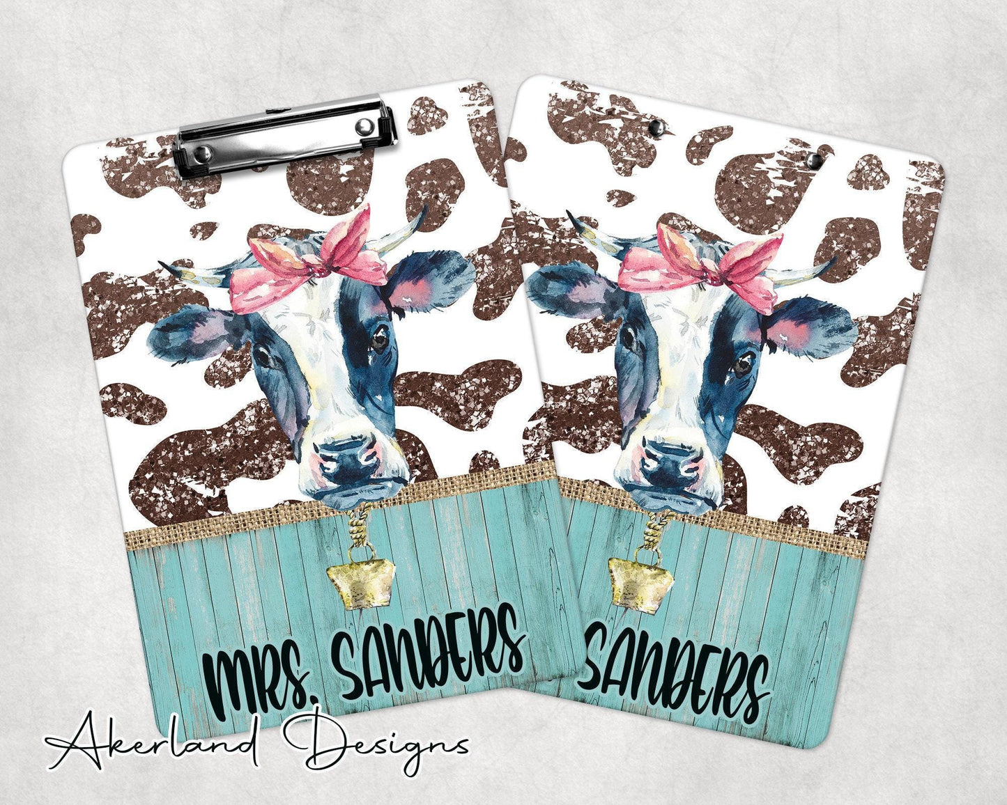 Cow Clipboard with Personalization Front and Back Teacher Appreciation Gift Double Sided