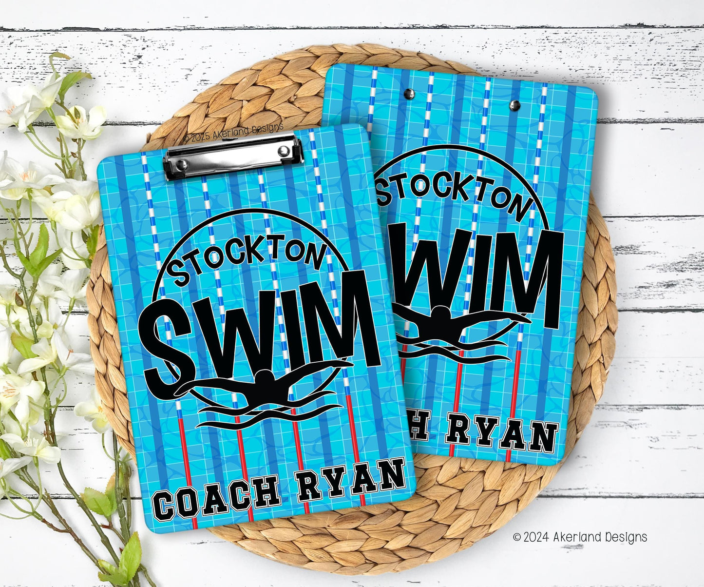 Swim Coach Clipboard with Personalization Front and Back - Gift for Coach - Double Sided 9x12.5 inches