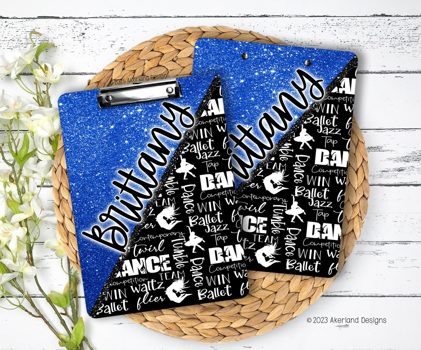 Blue Dance Clipboard with Personalization Front and Back - Gift for Dance Teacher - Double Sided 9x12.5 inches