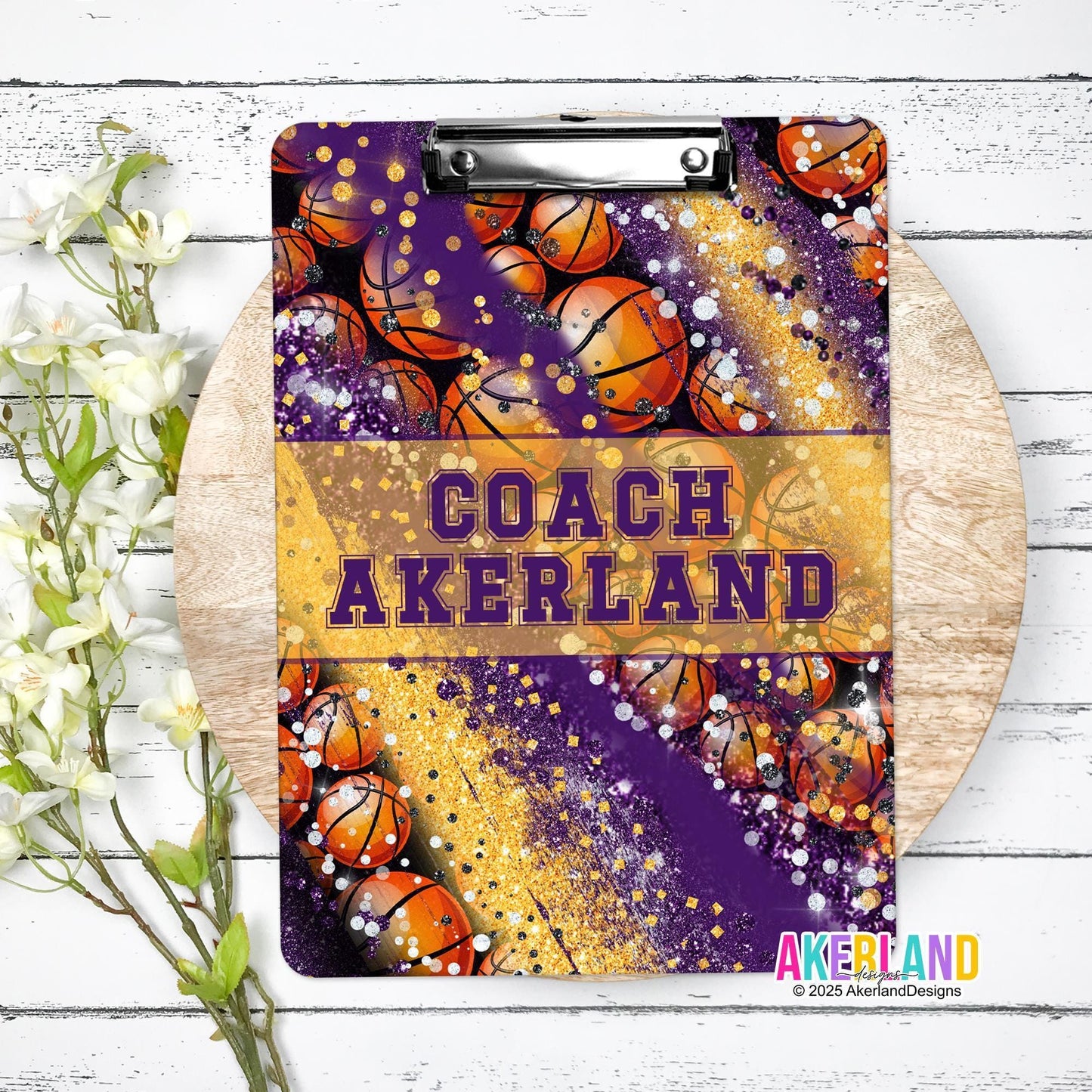 Purple Basketball Coach Clipboard - Personalize with a name - Coach Appreciation Gift Double Sided