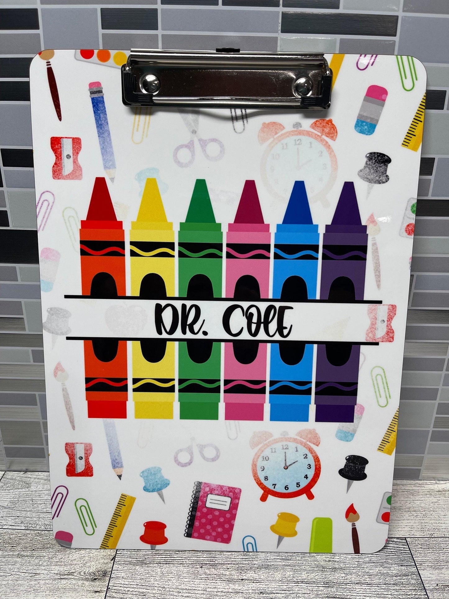 Teacher Crayon Clipboard with Personalization, Double Sided Design, Teacher Appreciation Gift or Back to School Gift, Teacher Gift