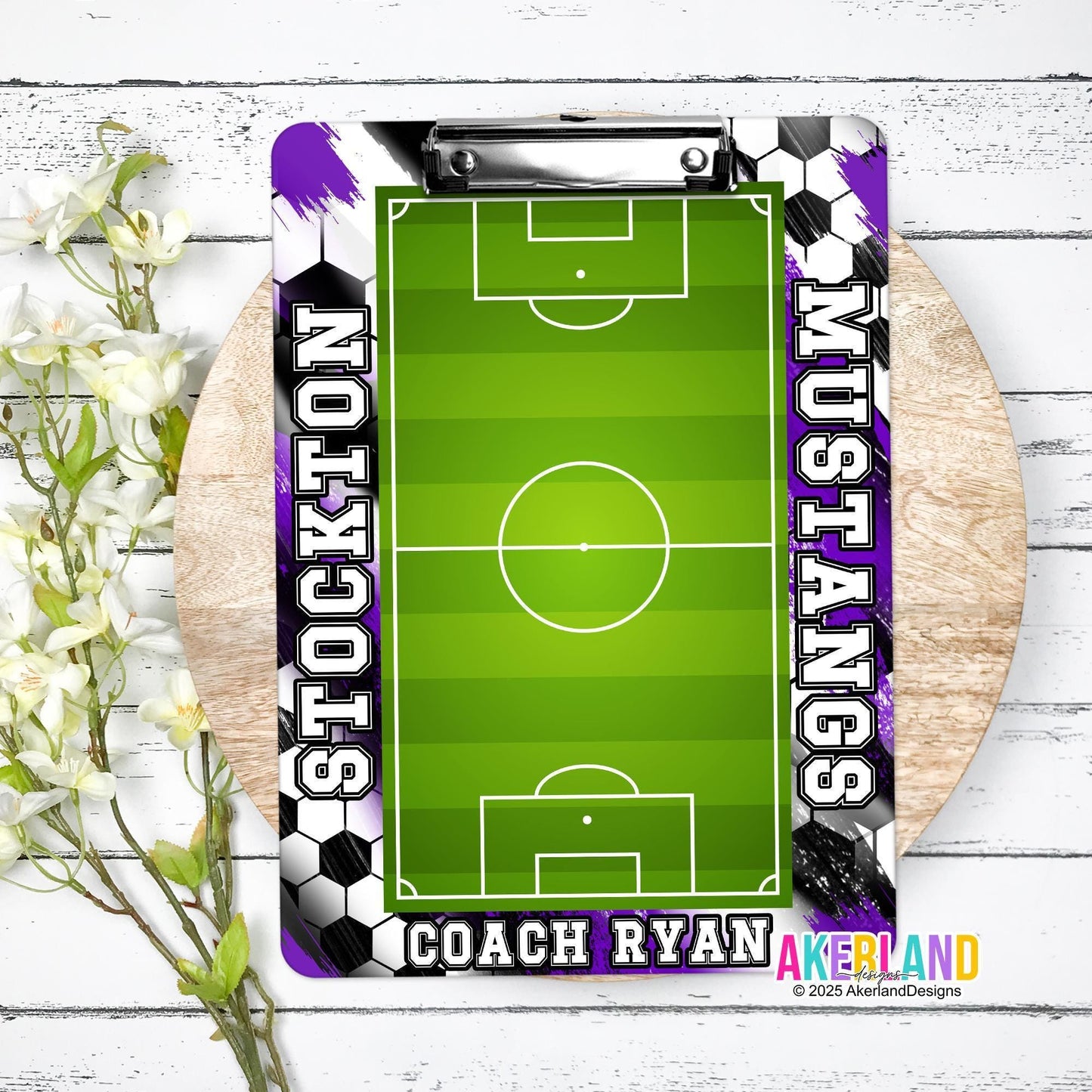 Purple Soccer Coach Clipboard with Personalization Front and Back - Gift for Soccer Coach - Dry Erase Surface - Double Sided