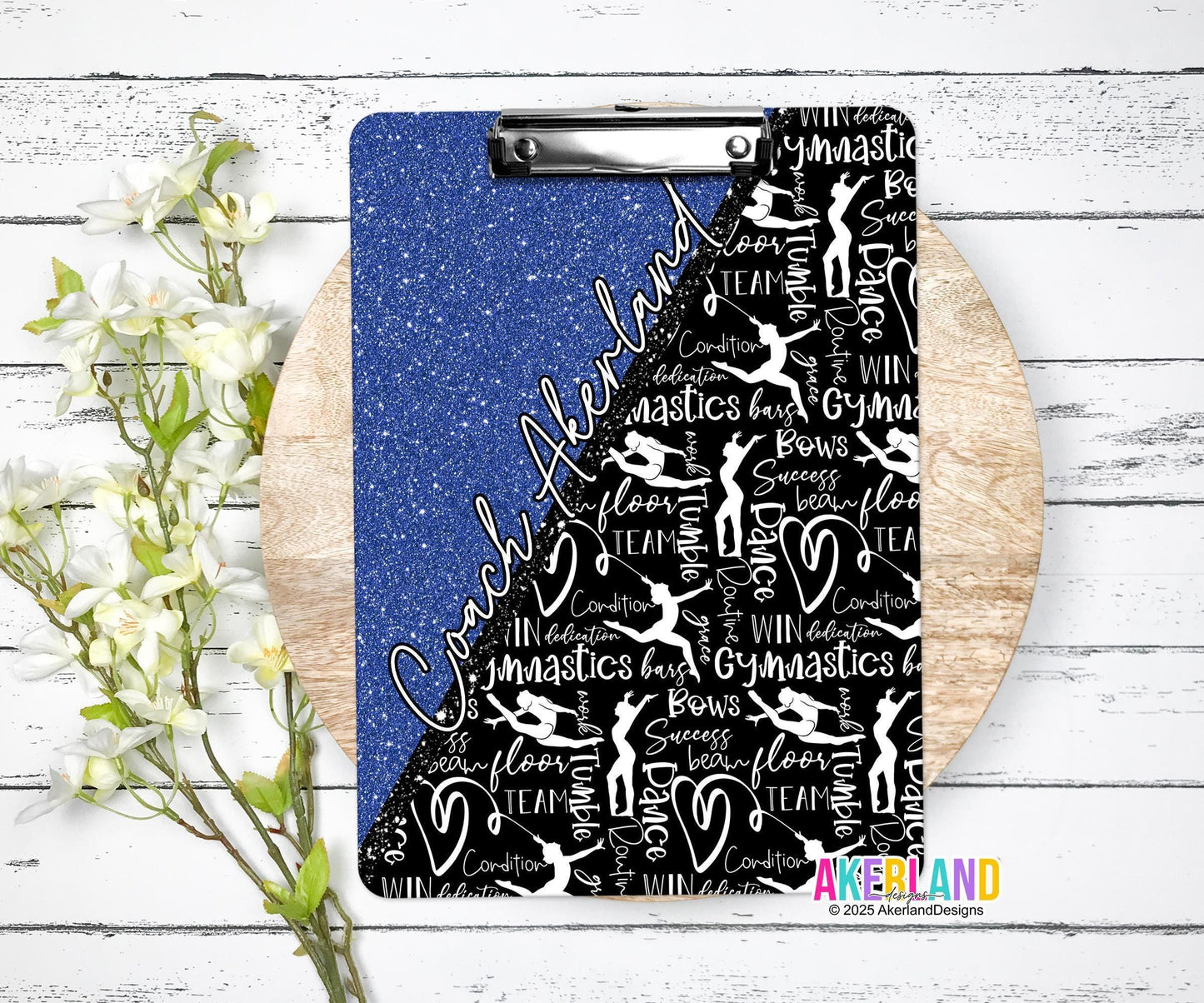 Gymnastics Clipboard with Personalization design is printed on both sides and are the same, Coach Appreciation, Gift Gymnastics Coach Gift